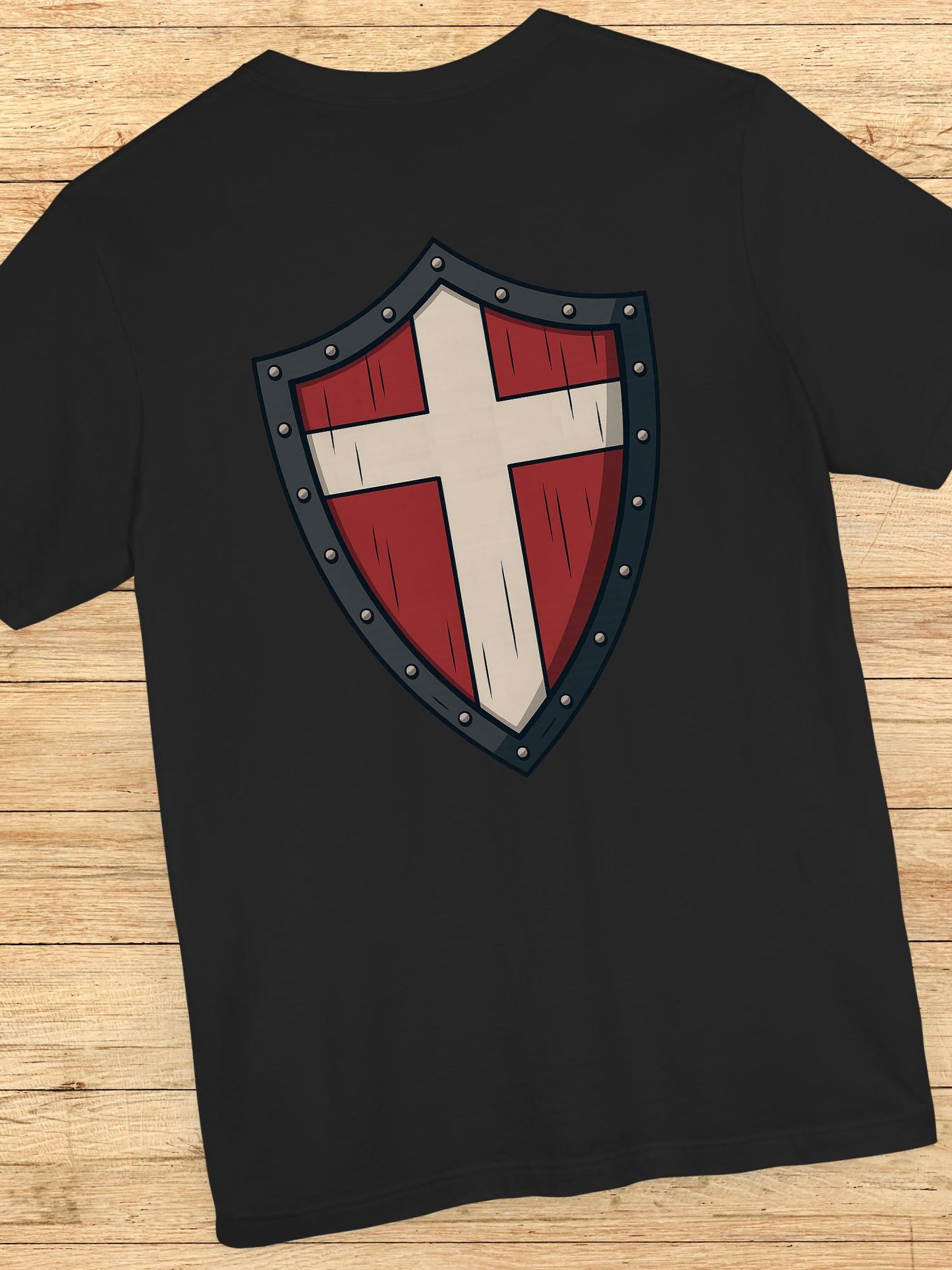 Shield Cross (Back) Graphic Unisex T-Shirt, Christian Apparel, Warrior