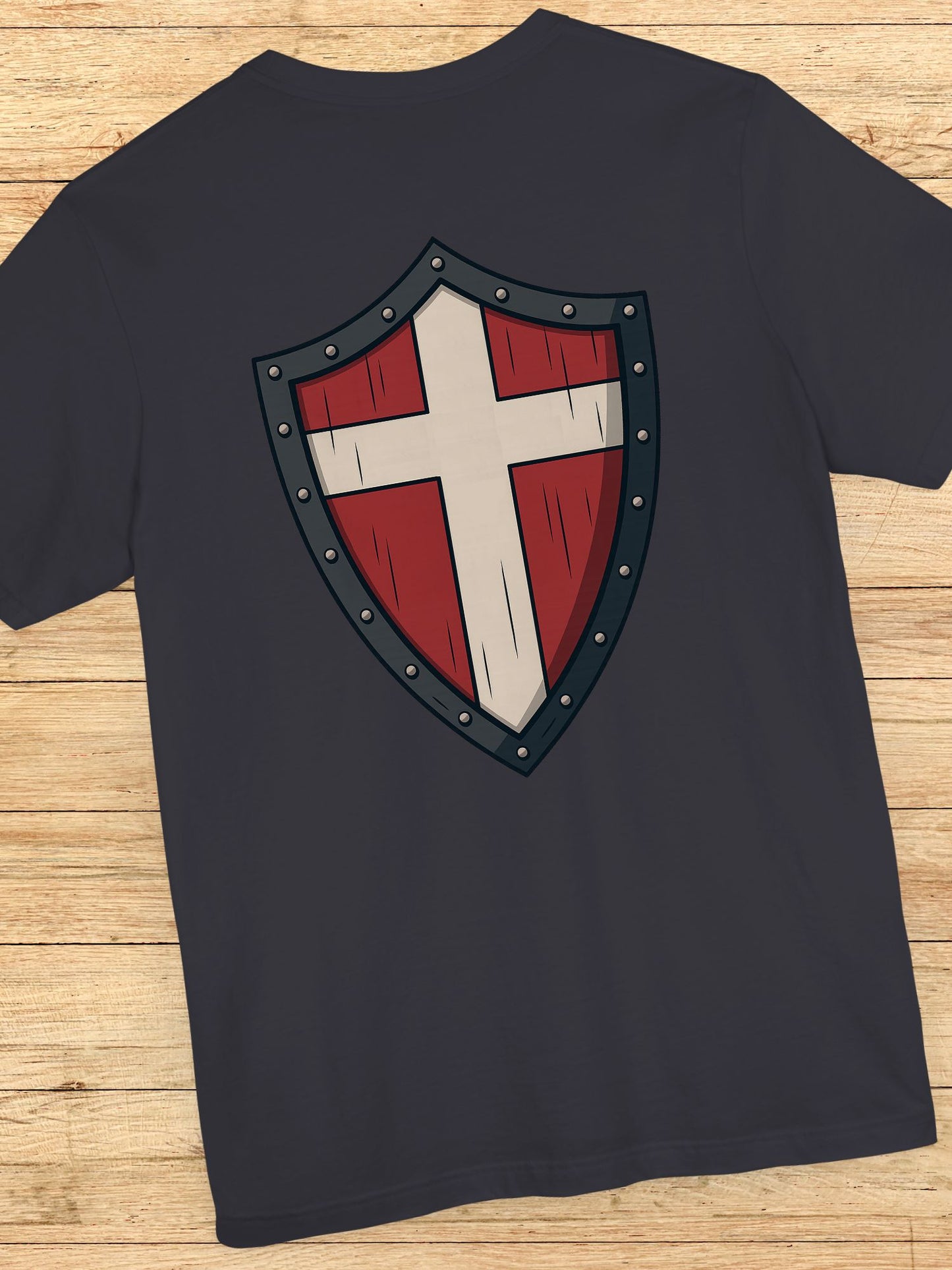 Shield Cross (Back) Graphic Unisex T-Shirt, Christian Apparel, Warrior