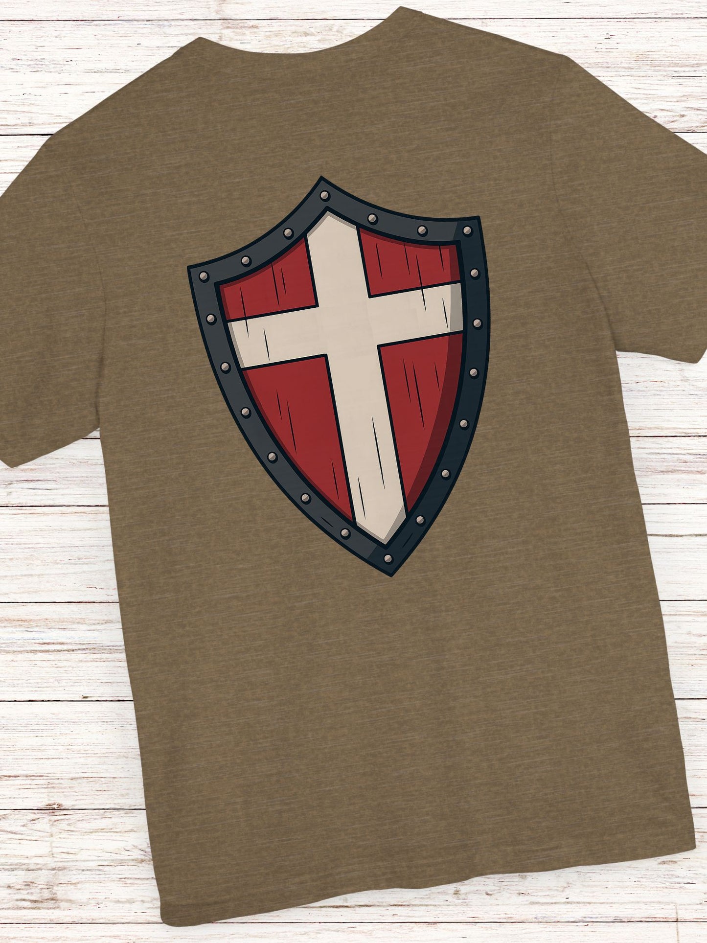 Shield Cross (Back) Graphic Unisex T-Shirt, Christian Apparel, Warrior