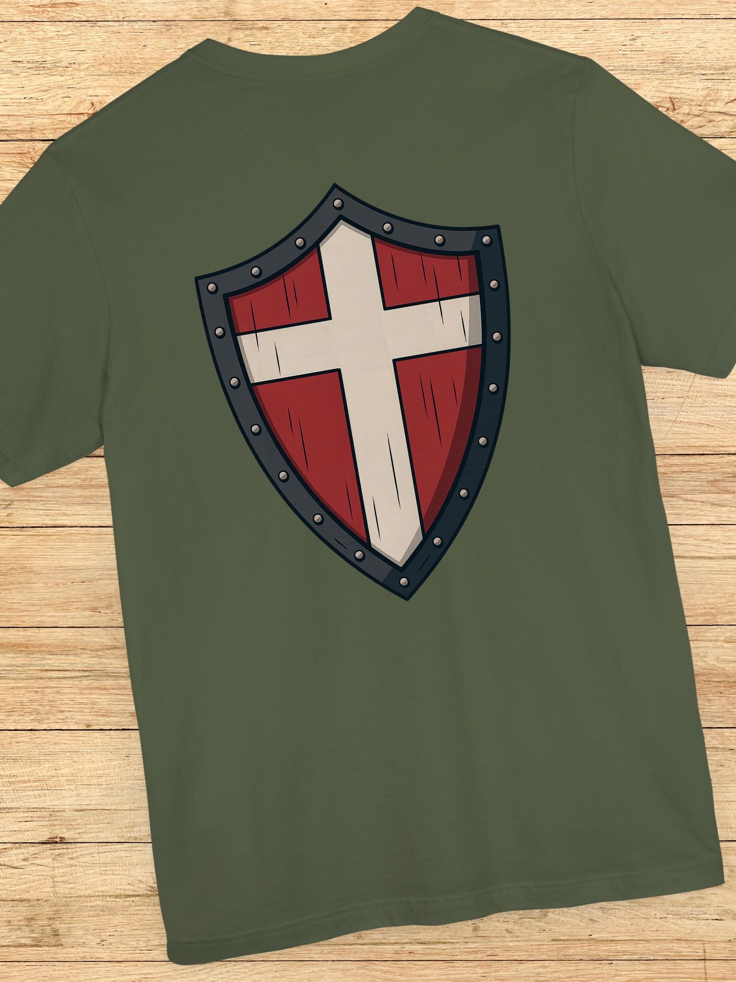 Shield Cross (Back) Graphic Unisex T-Shirt, Christian Apparel, Warrior