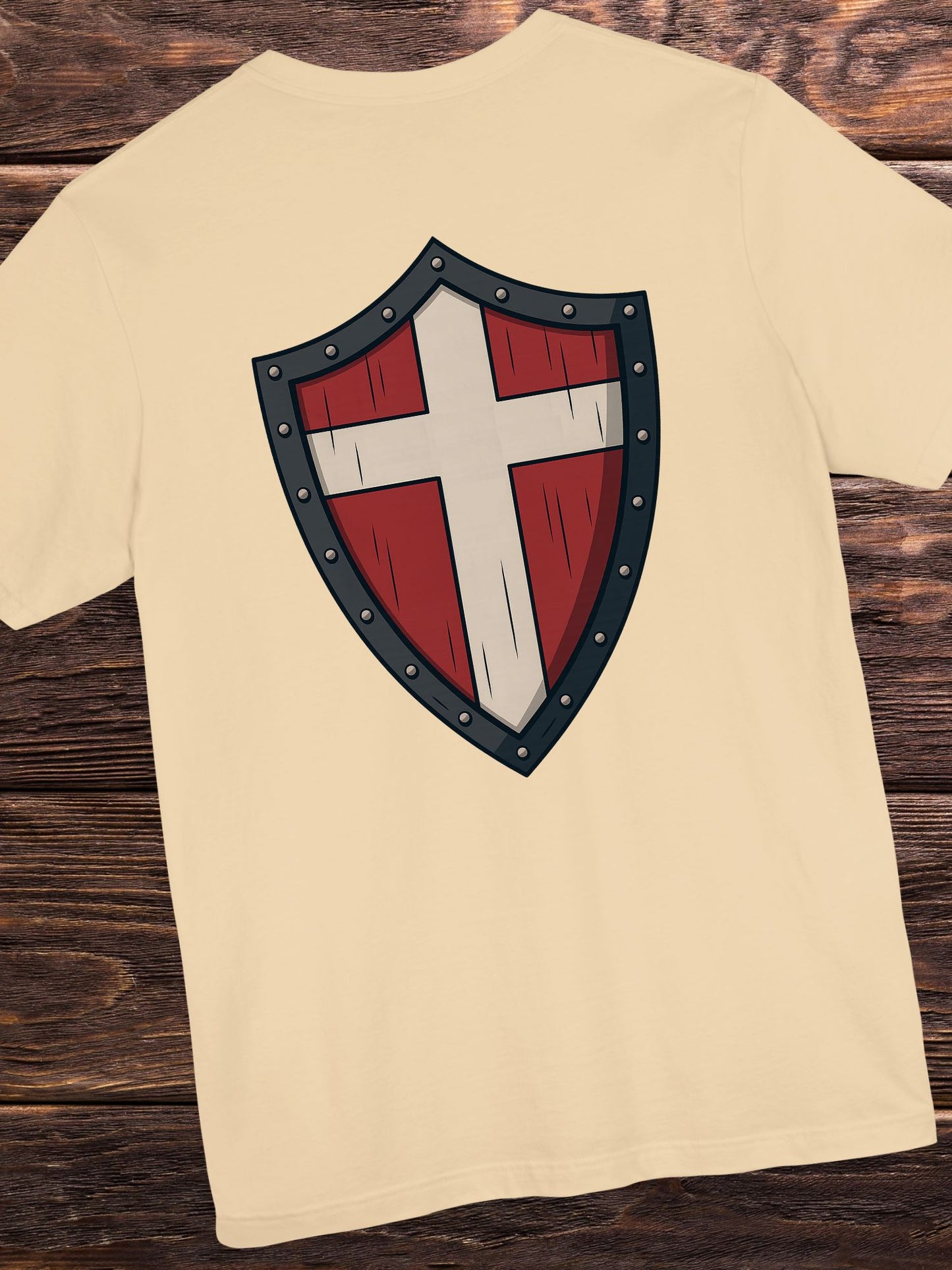 Shield Cross (Back) Graphic Unisex T-Shirt, Christian Apparel, Warrior