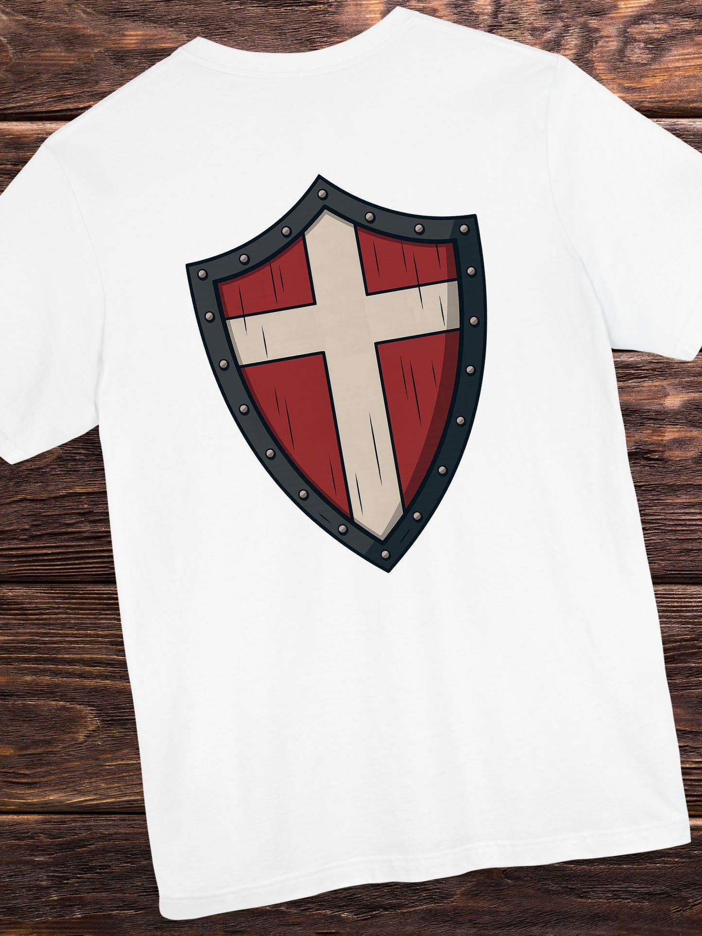 Shield Cross (Back) Graphic Unisex T-Shirt, Christian Apparel, Warrior