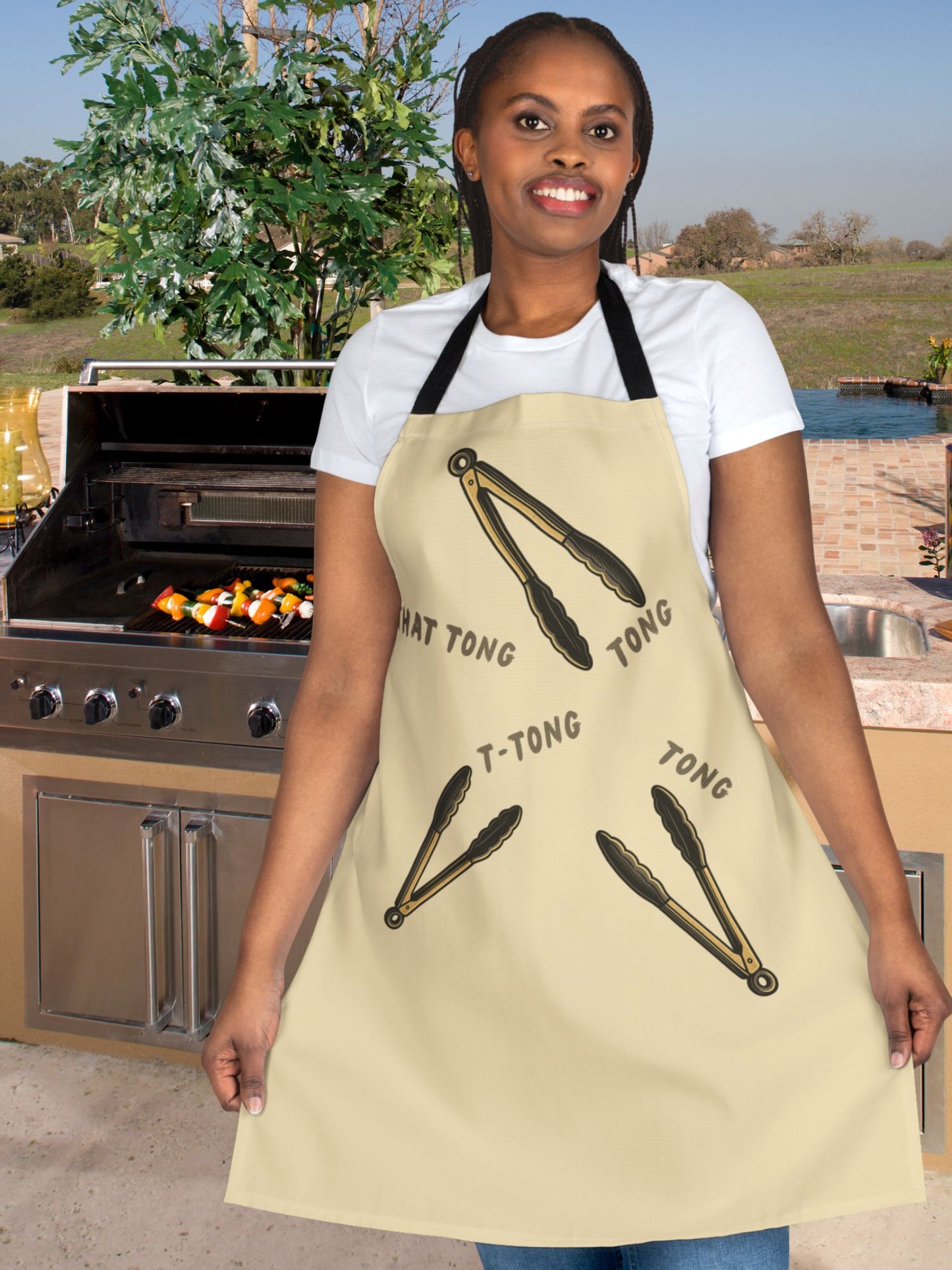 "That Tong" Fun Cooking Apron with Tong Graphics, Unique Gift for Chefs, Kitchen Accessory, Cooking Enthusiasts, BBQ Lovers
