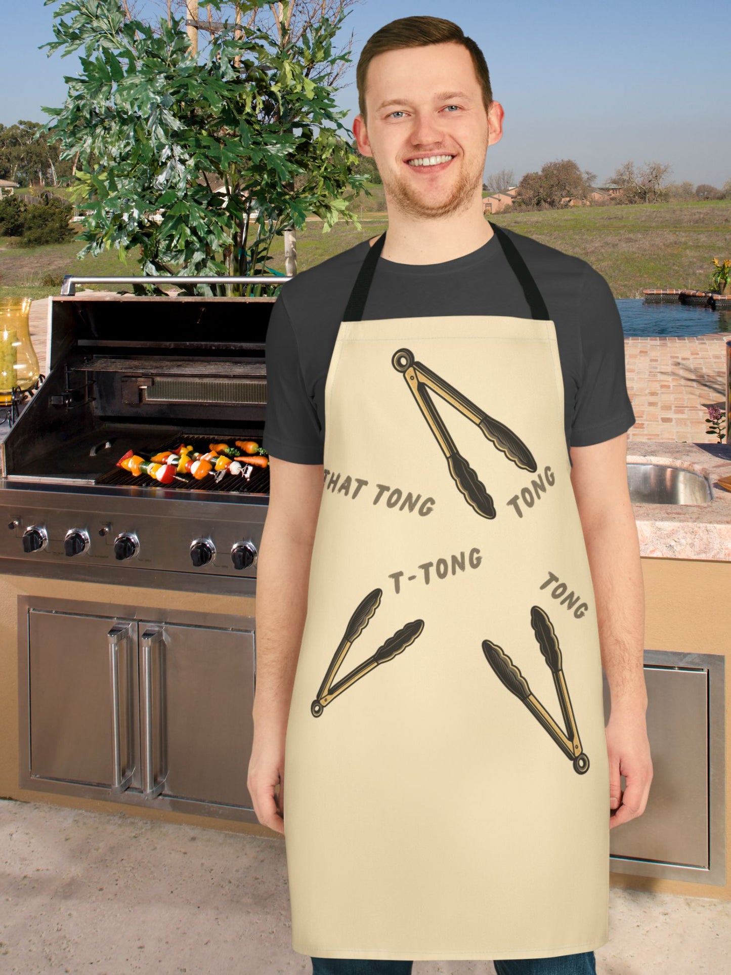 "That Tong" Fun Cooking Apron with Tong Graphics, Unique Gift for Chefs, Kitchen Accessory, Cooking Enthusiasts, BBQ Lovers