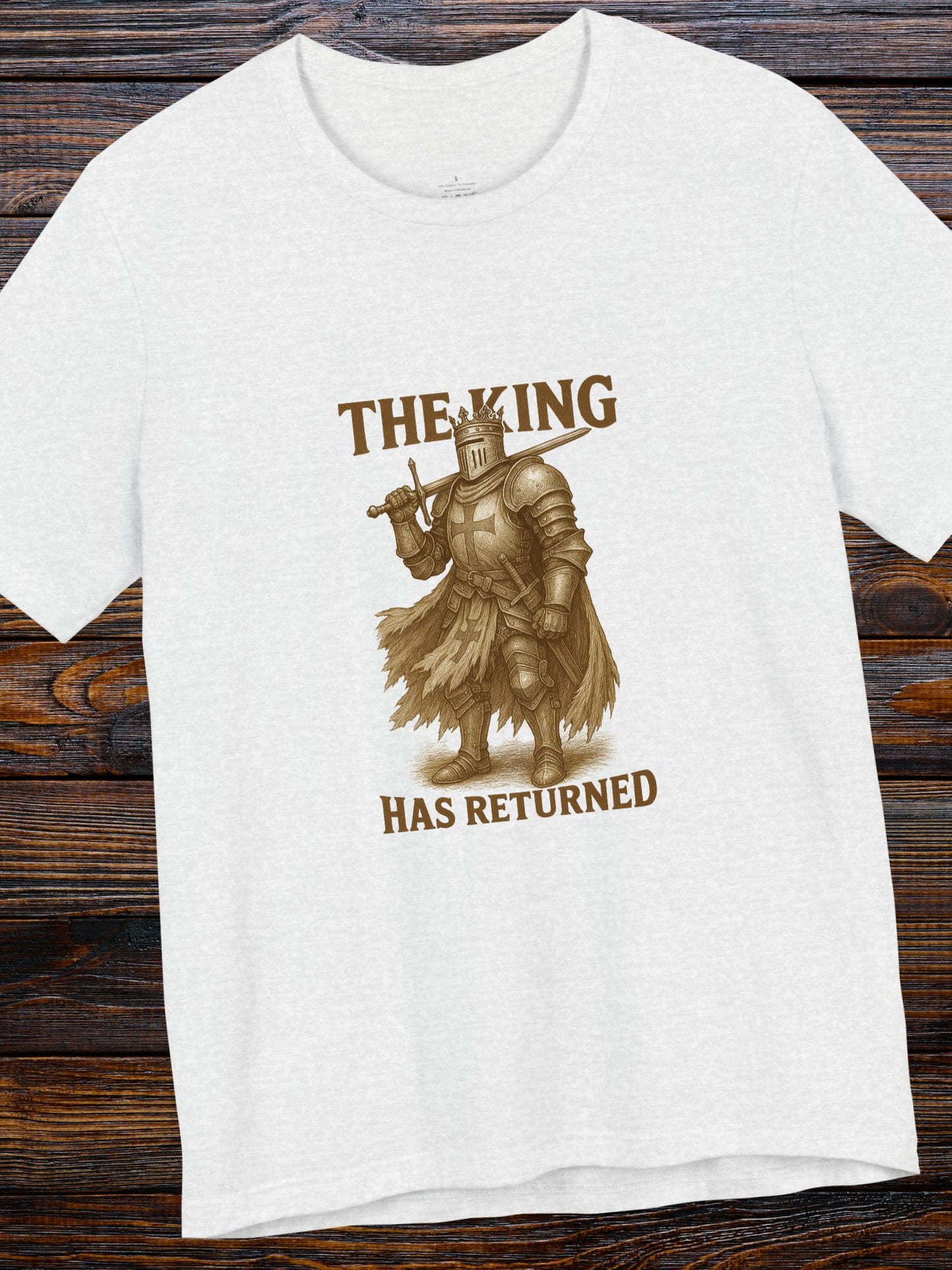 'The King Has Returned' King Knight Unisex T-Shirt, Christian Apparel, Crusader Tee