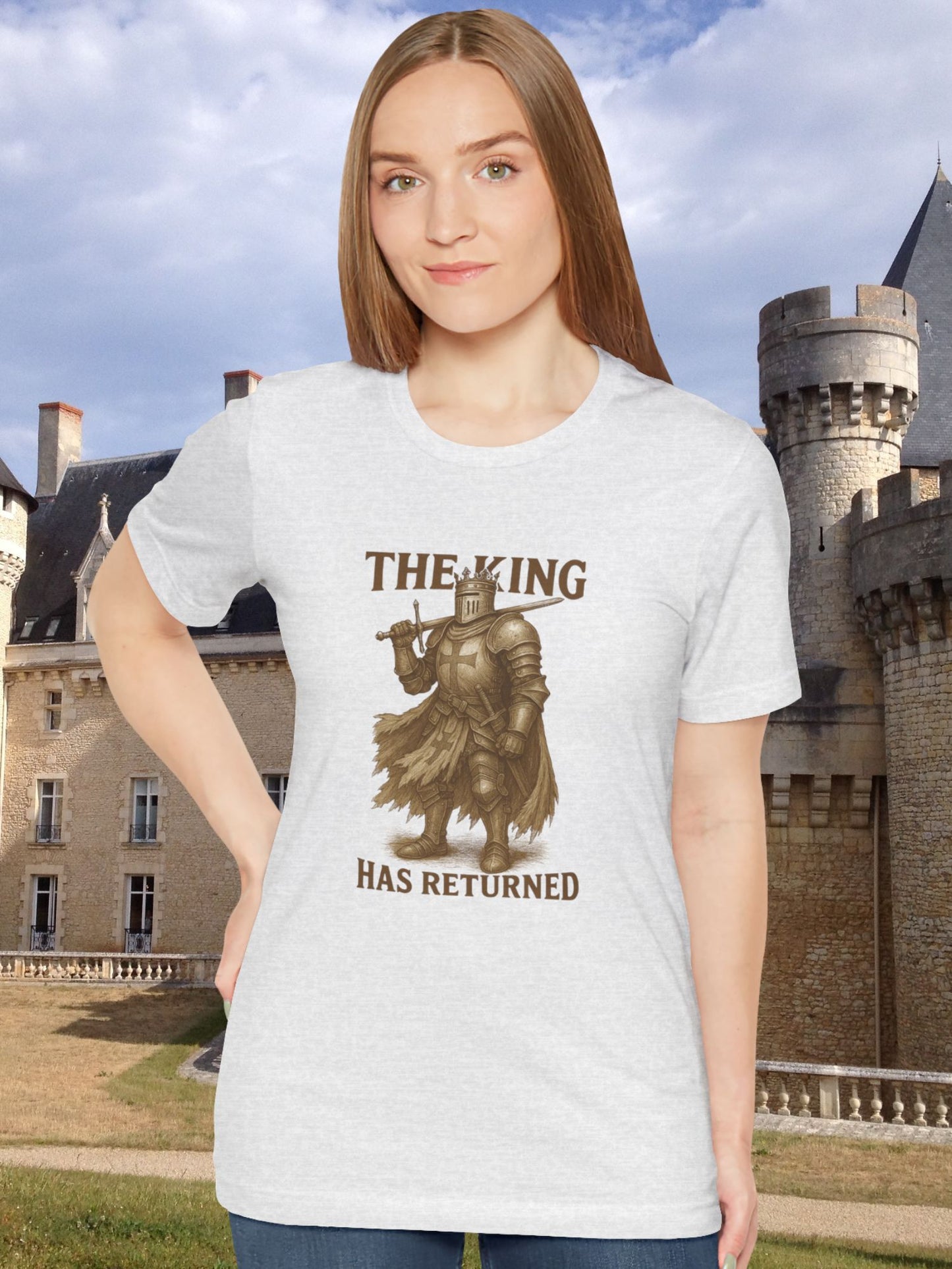 'The King Has Returned' King Knight Unisex T-Shirt, Christian Apparel, Crusader Tee