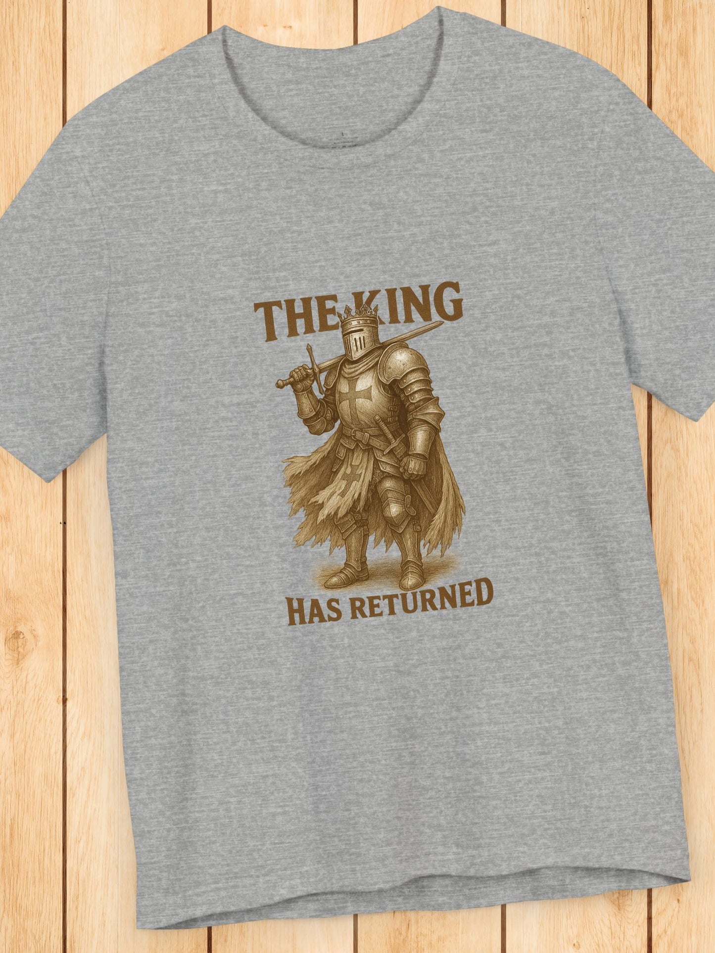 'The King Has Returned' King Knight Unisex T-Shirt, Christian Apparel, Crusader Tee
