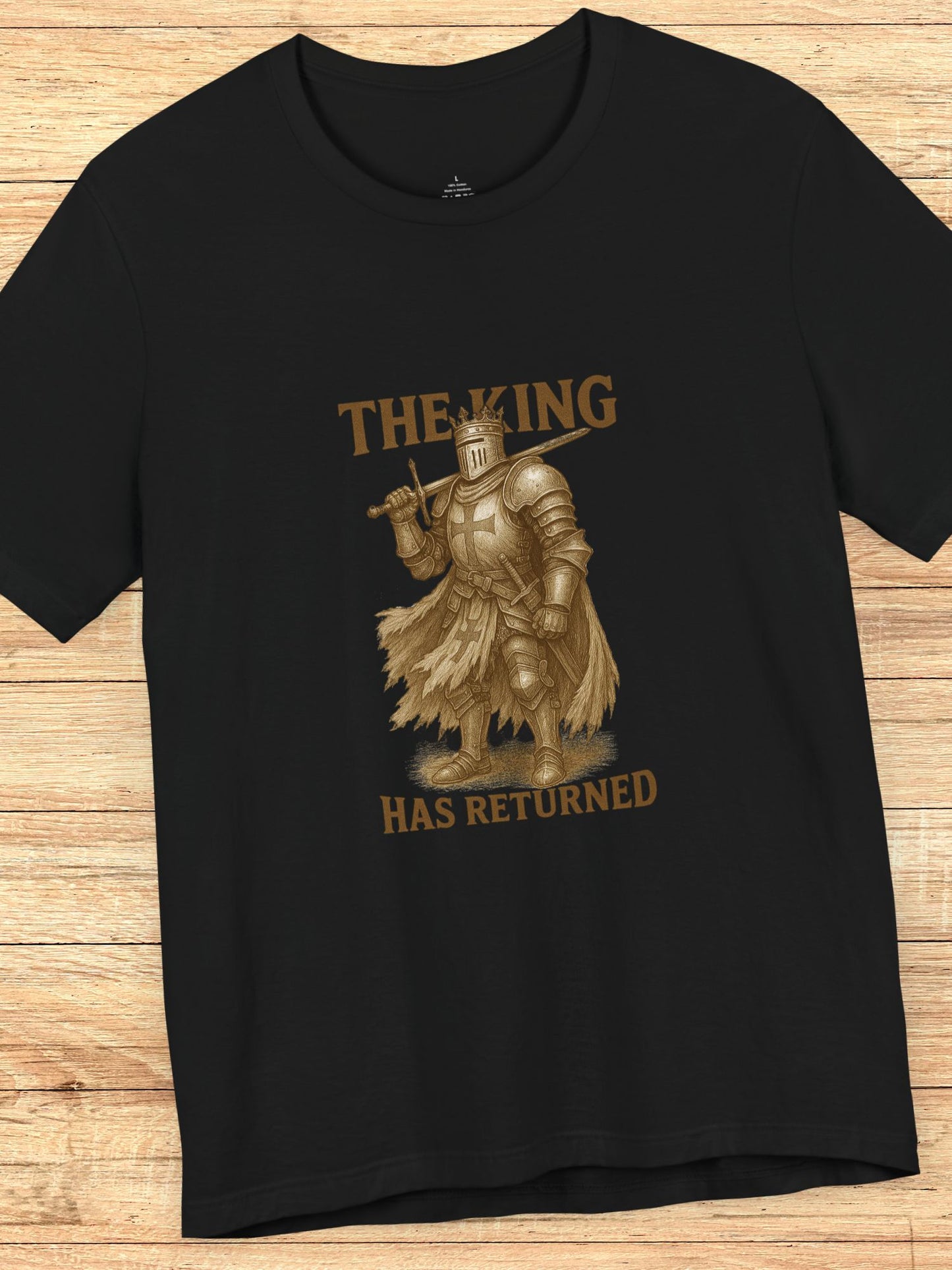 'The King Has Returned' King Knight Unisex T-Shirt, Christian Apparel, Crusader Tee
