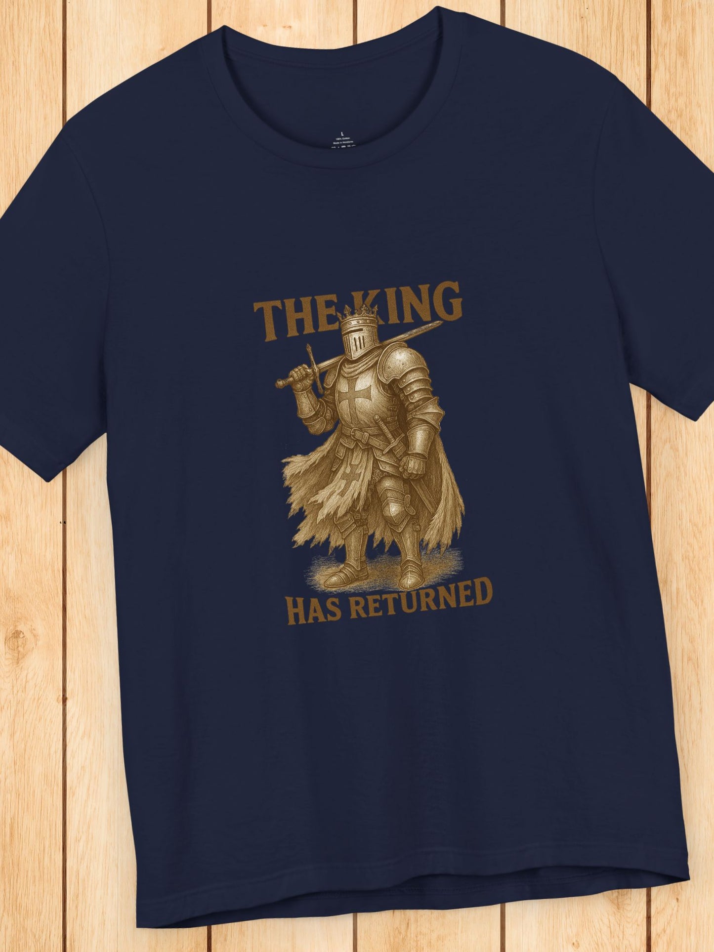 'The King Has Returned' King Knight Unisex T-Shirt, Christian Apparel, Crusader Tee