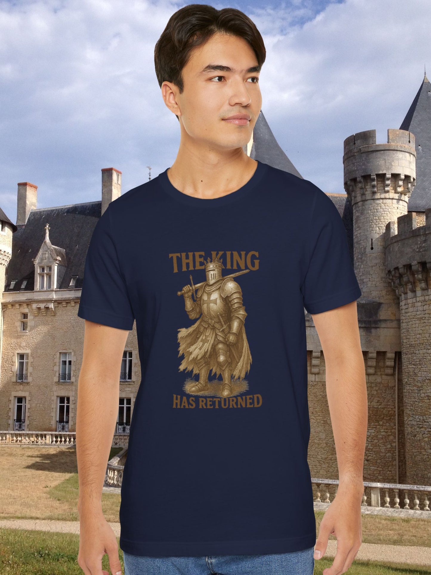 'The King Has Returned' King Knight Unisex T-Shirt, Christian Apparel, Crusader Tee
