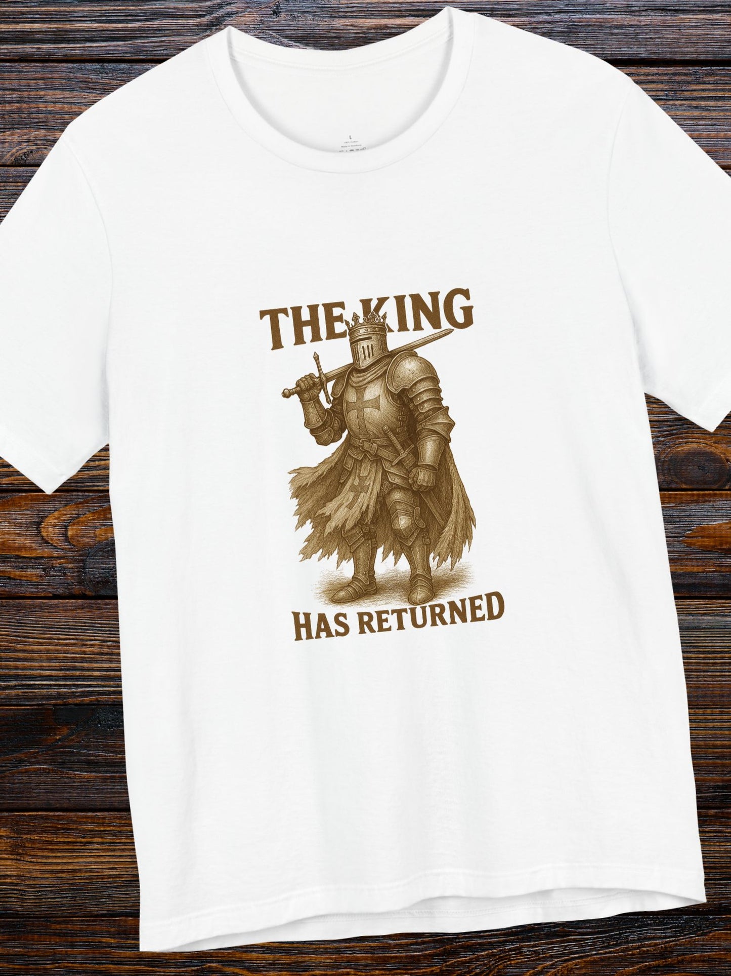 'The King Has Returned' King Knight Unisex T-Shirt, Christian Apparel, Crusader Tee
