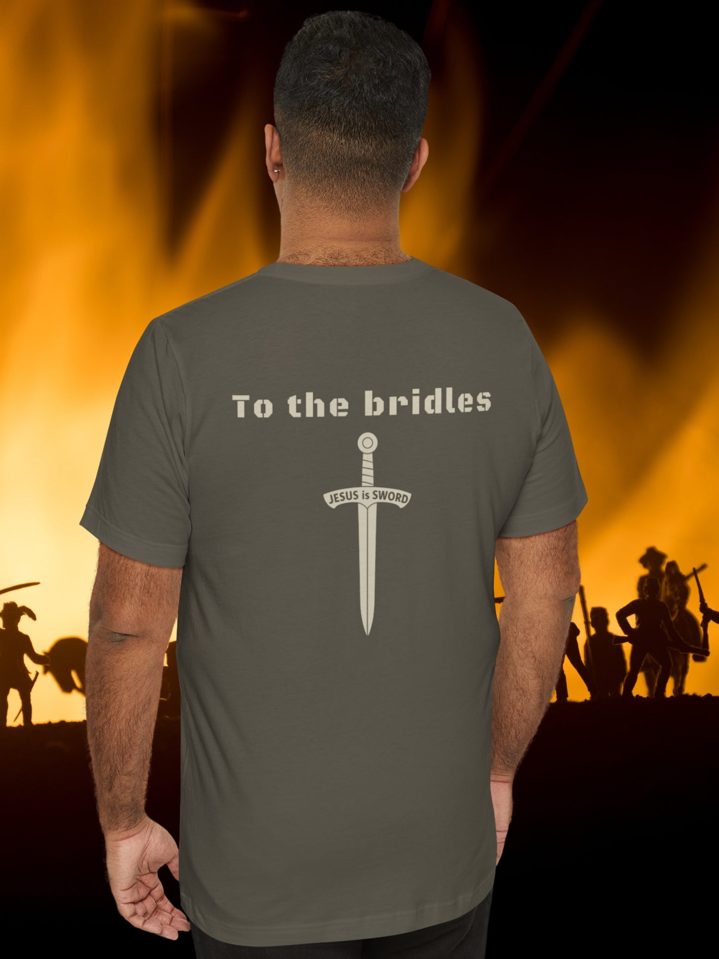 'To the bridles, Jesus is Sword' Back Graphic Unisex T-Shirt, Christian Apparel, Jesus Tee