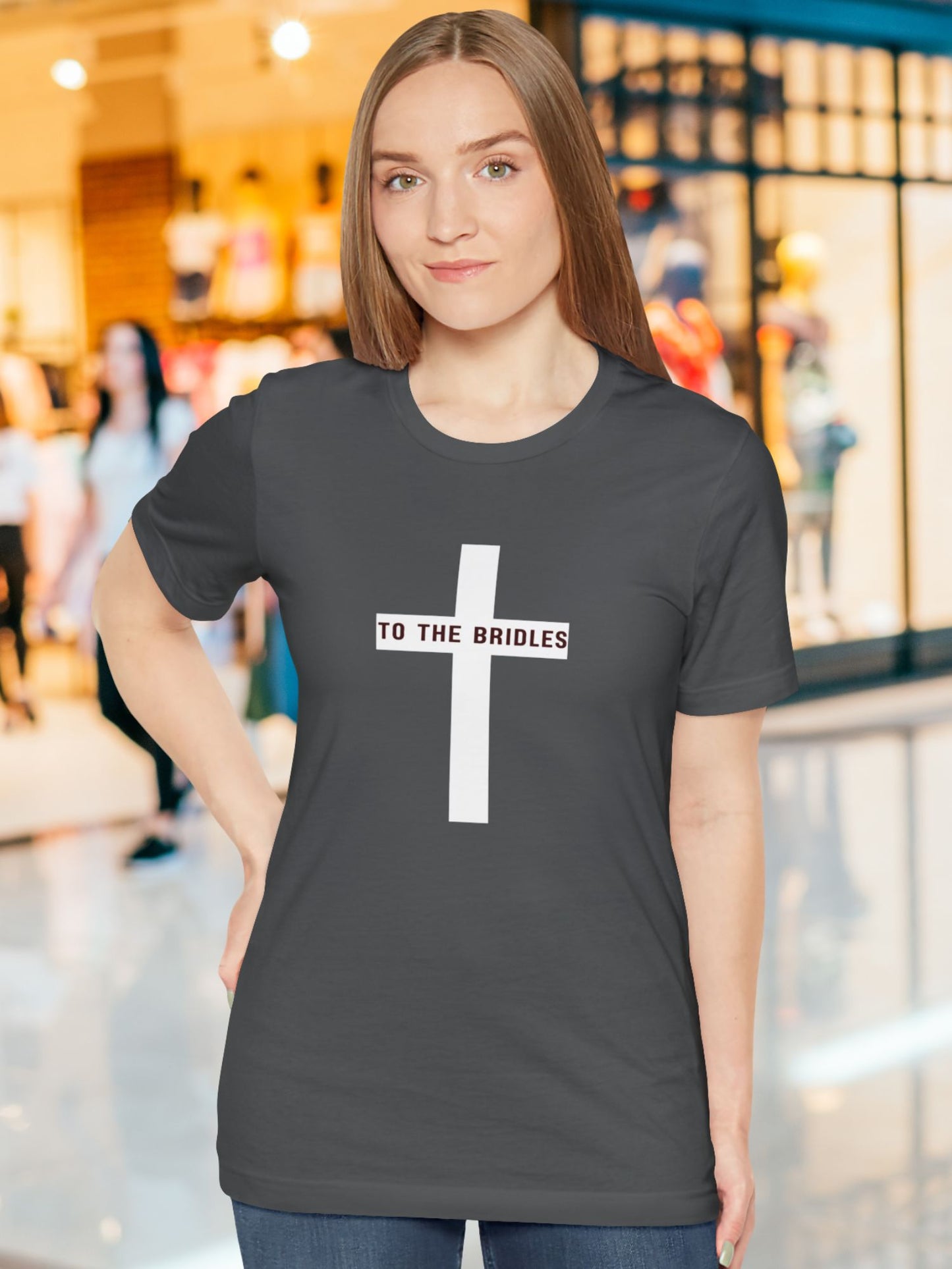 'TO THE BRIDLES' Cross Graphic Unisex T-Shirt, Christian Apparel, REV 14:20 Bible Verse