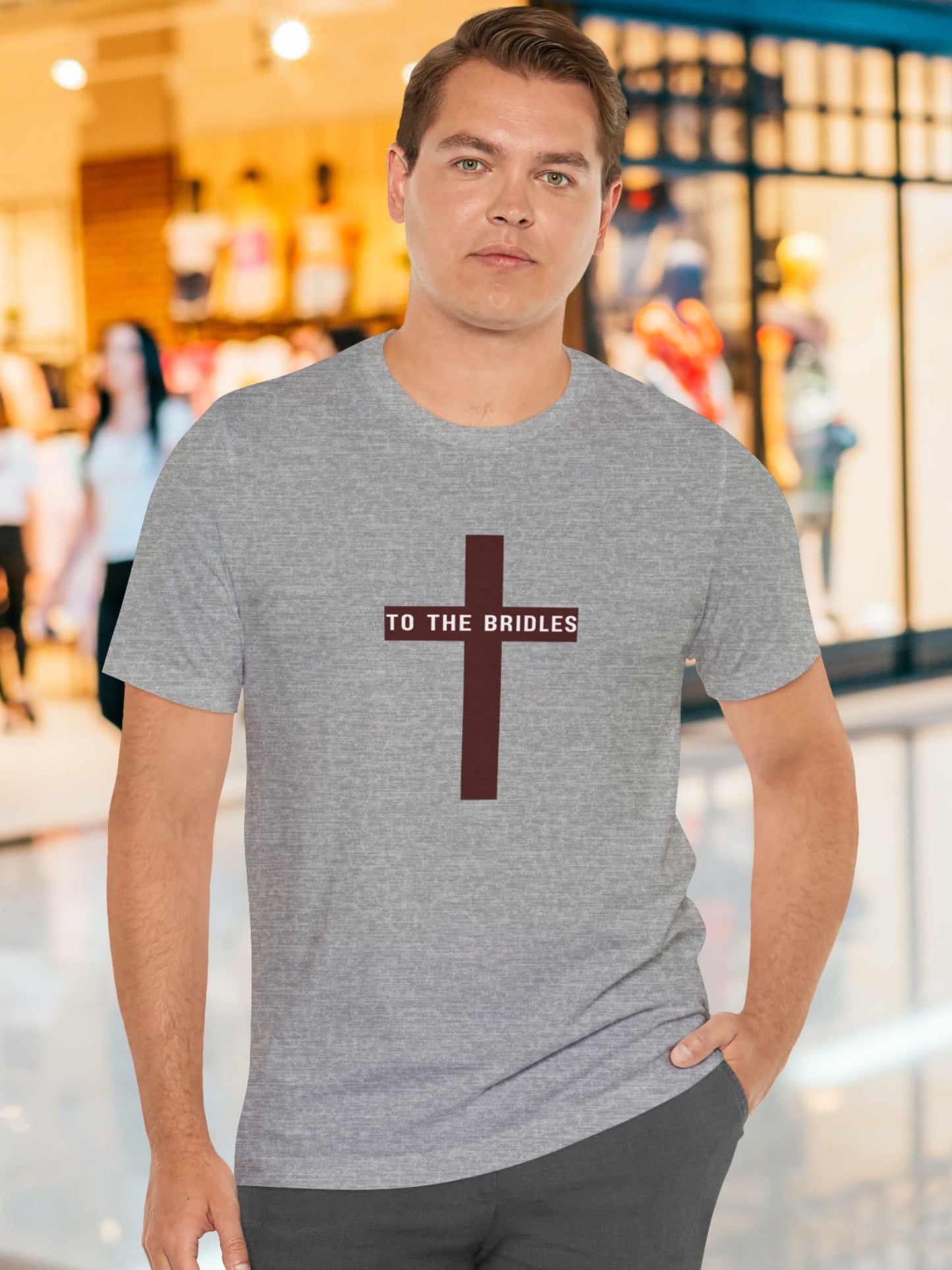 'TO THE BRIDLES' Cross Graphic Unisex T-Shirt, Christian Apparel, REV 14:20 Bible Verse