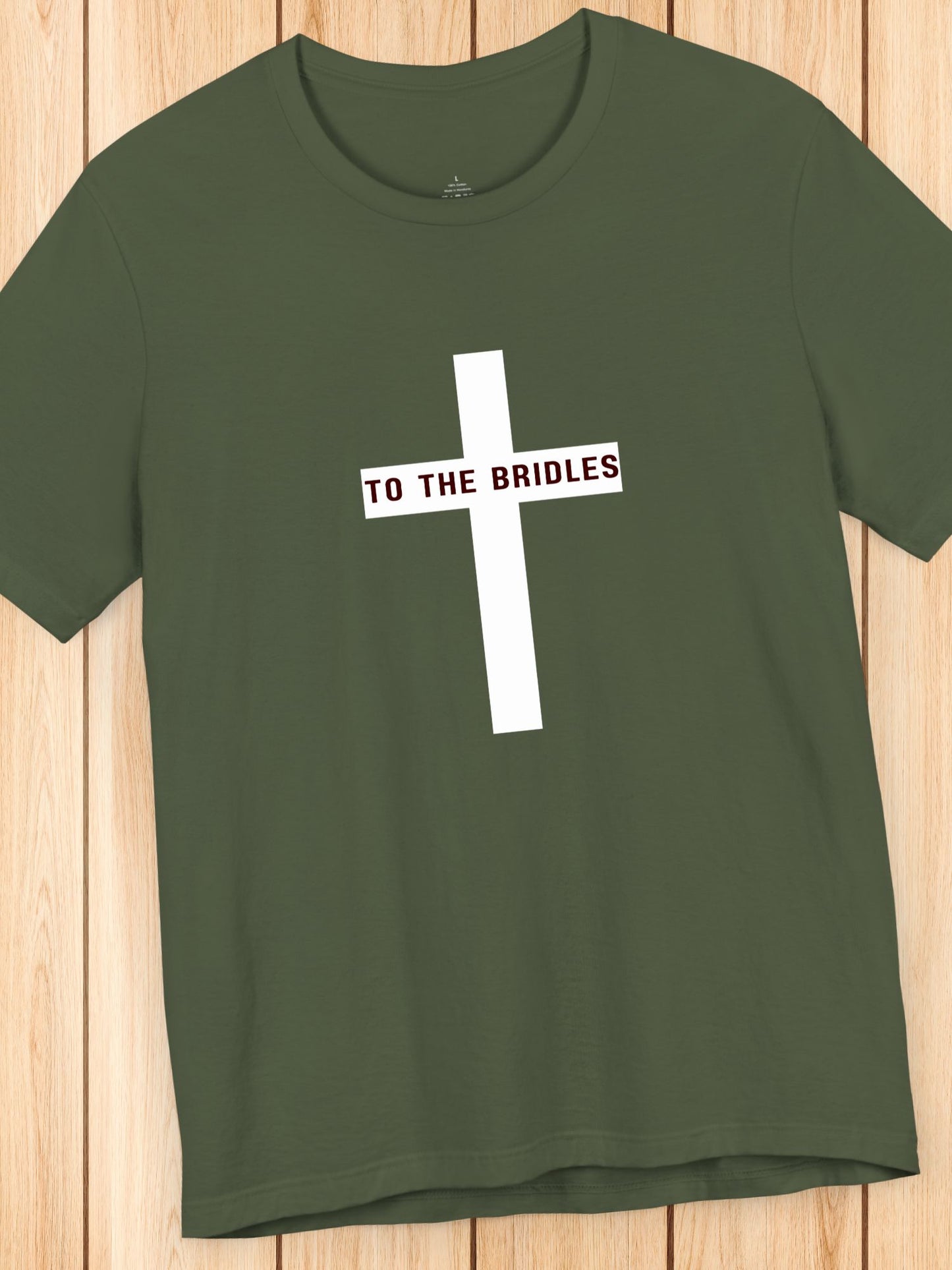 'TO THE BRIDLES' Cross Graphic Unisex T-Shirt, Christian Apparel, REV 14:20 Bible Verse