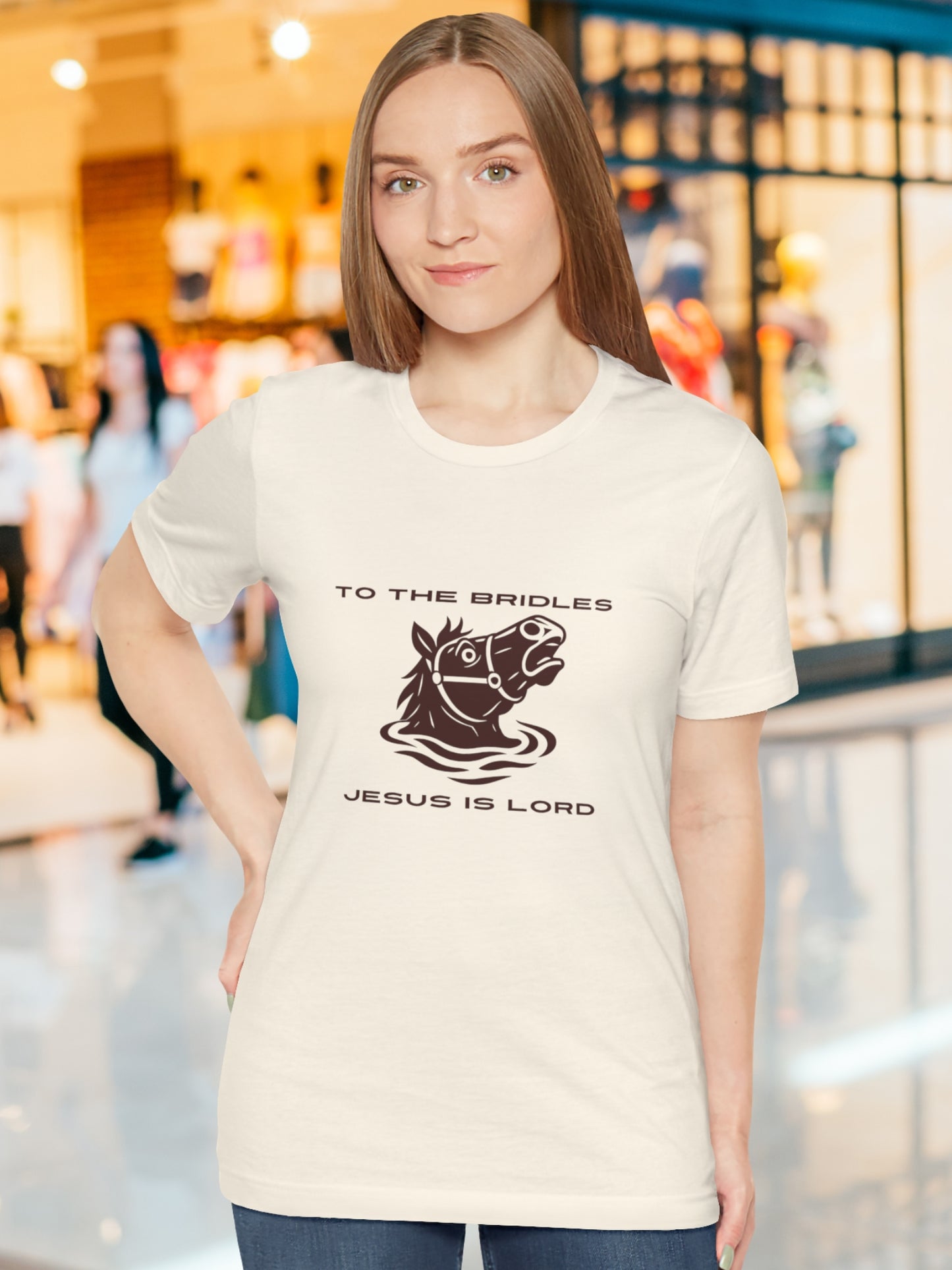 'TO THE BRIDLES, JESUS IS LORD' Horse Head Graphic Unisex T-Shirt, Christian Apparel, Jesus Tee, Biblical Shirt