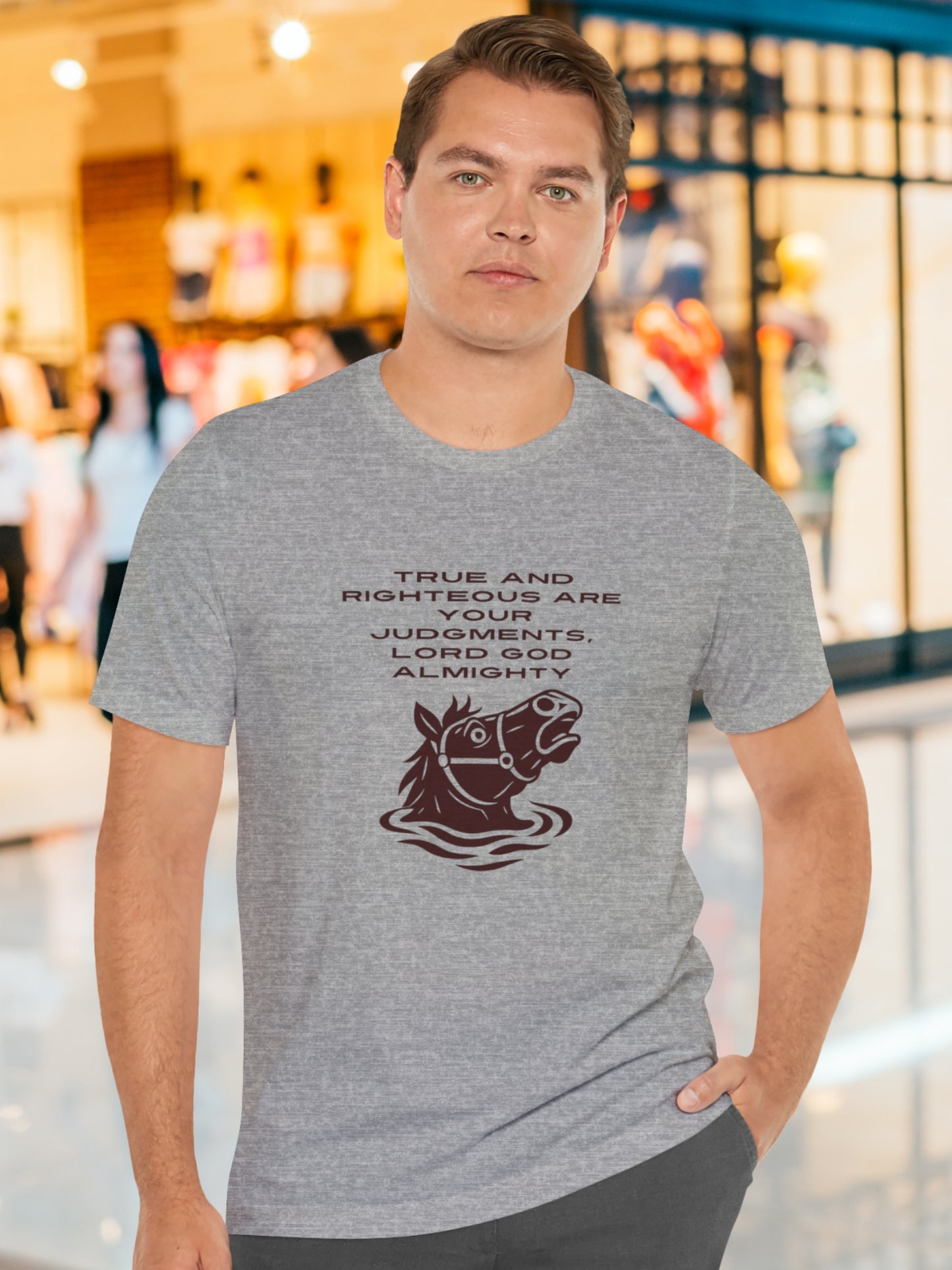 'True and Righteous are Your judgments, Lord God Almighty' Horse Head Graphic Unisex T-Shirt, Christian Apparel,  Lord's Judgments, Biblical