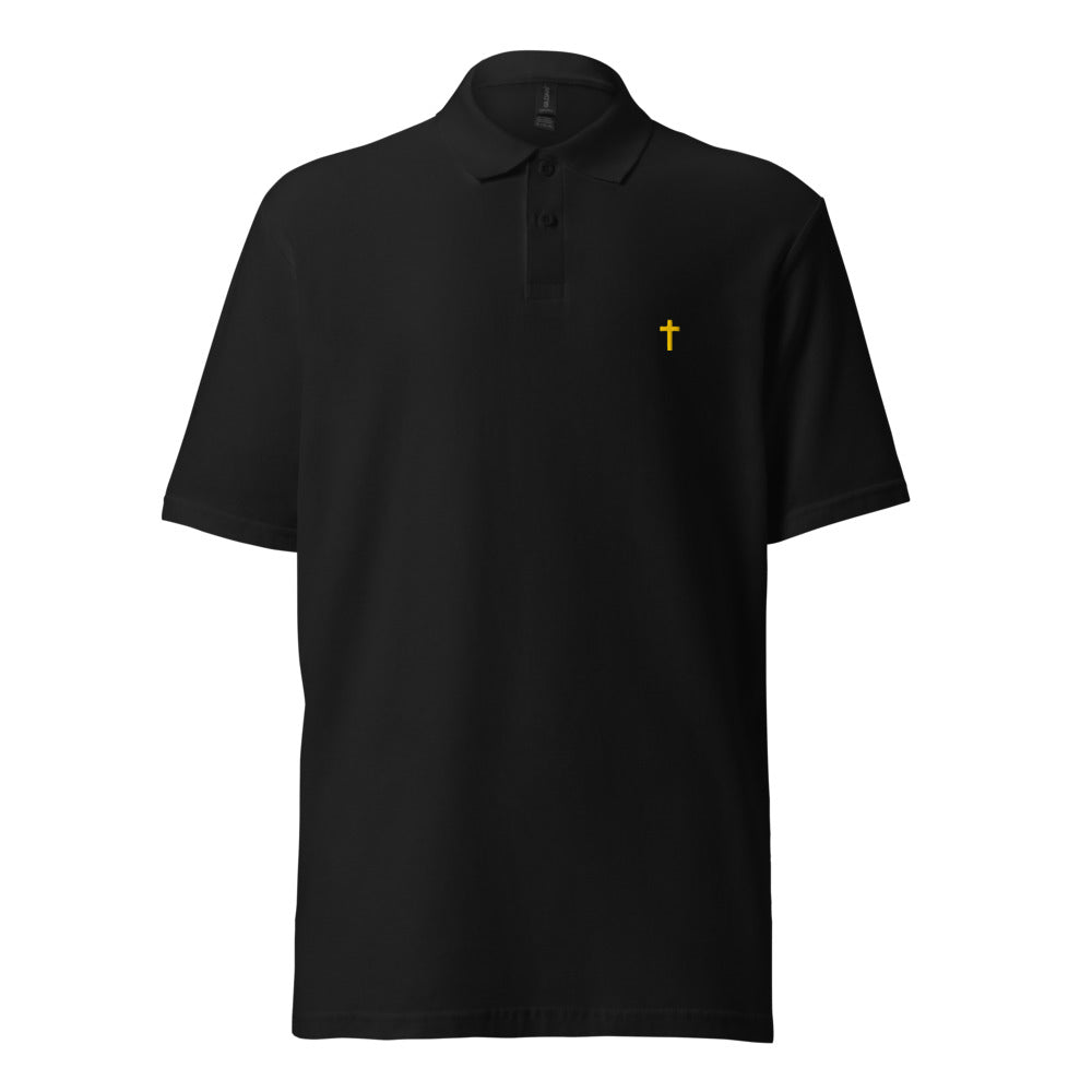 Gold Christian Cross, Unisex Pique Polo Shirt