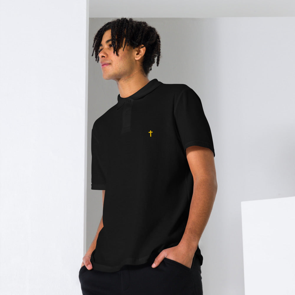 Gold Christian Cross, Unisex Pique Polo Shirt
