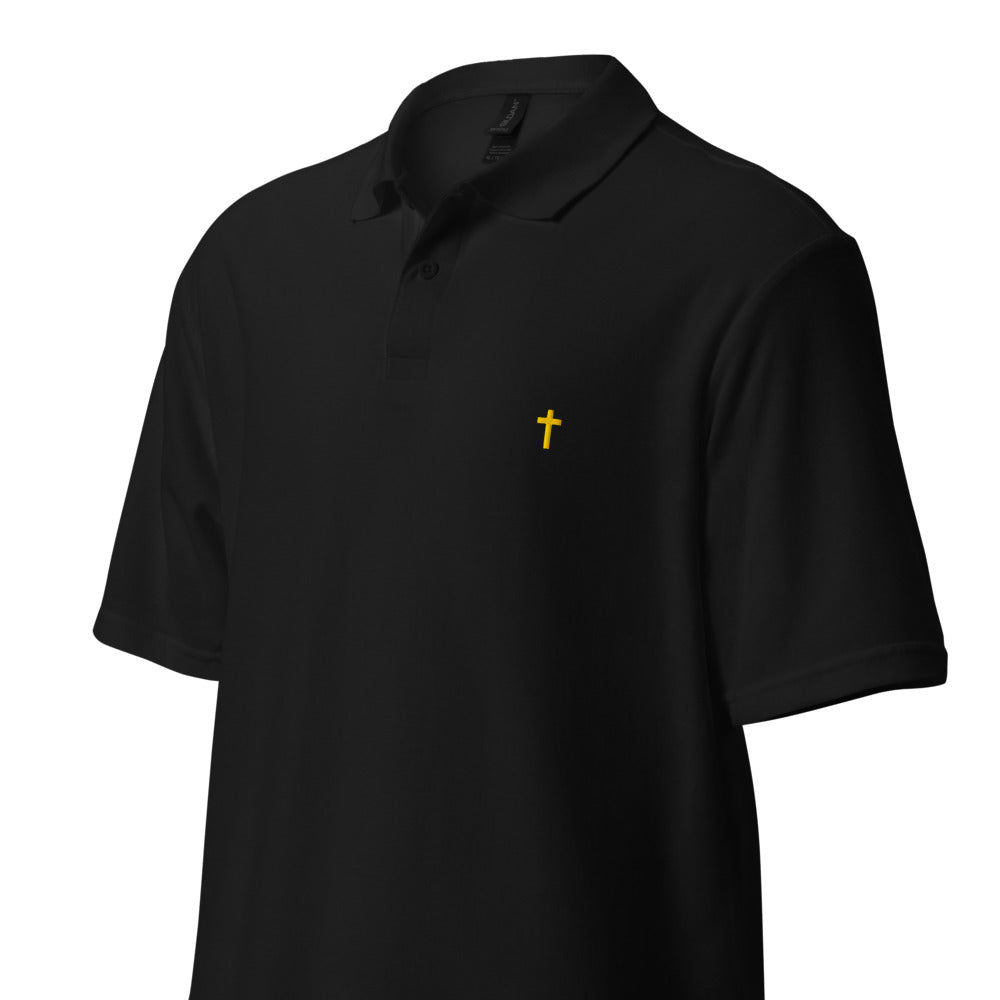 Gold Christian Cross, Unisex Pique Polo Shirt