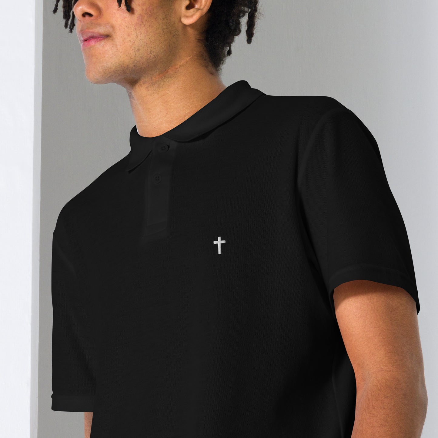 White Christian Cross, Unisex Pique Polo Shirt