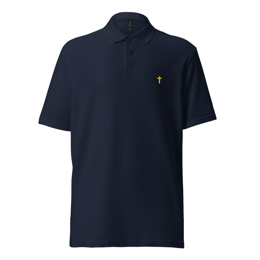 Gold Christian Cross, Unisex Pique Polo Shirt