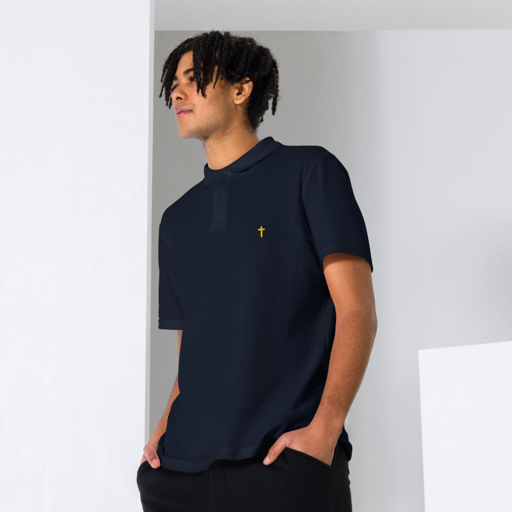 Gold Christian Cross, Unisex Pique Polo Shirt