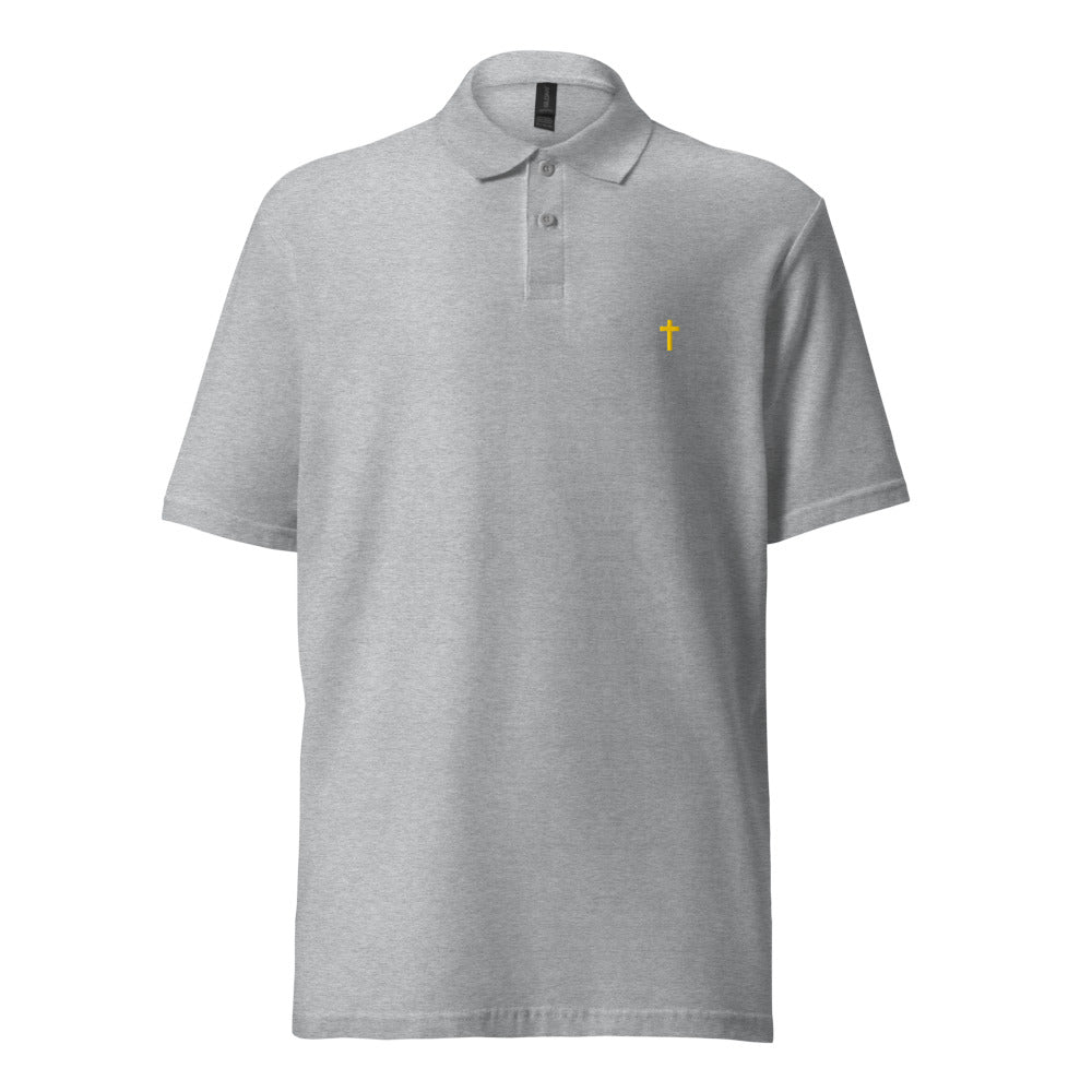 Gold Christian Cross, Unisex Pique Polo Shirt