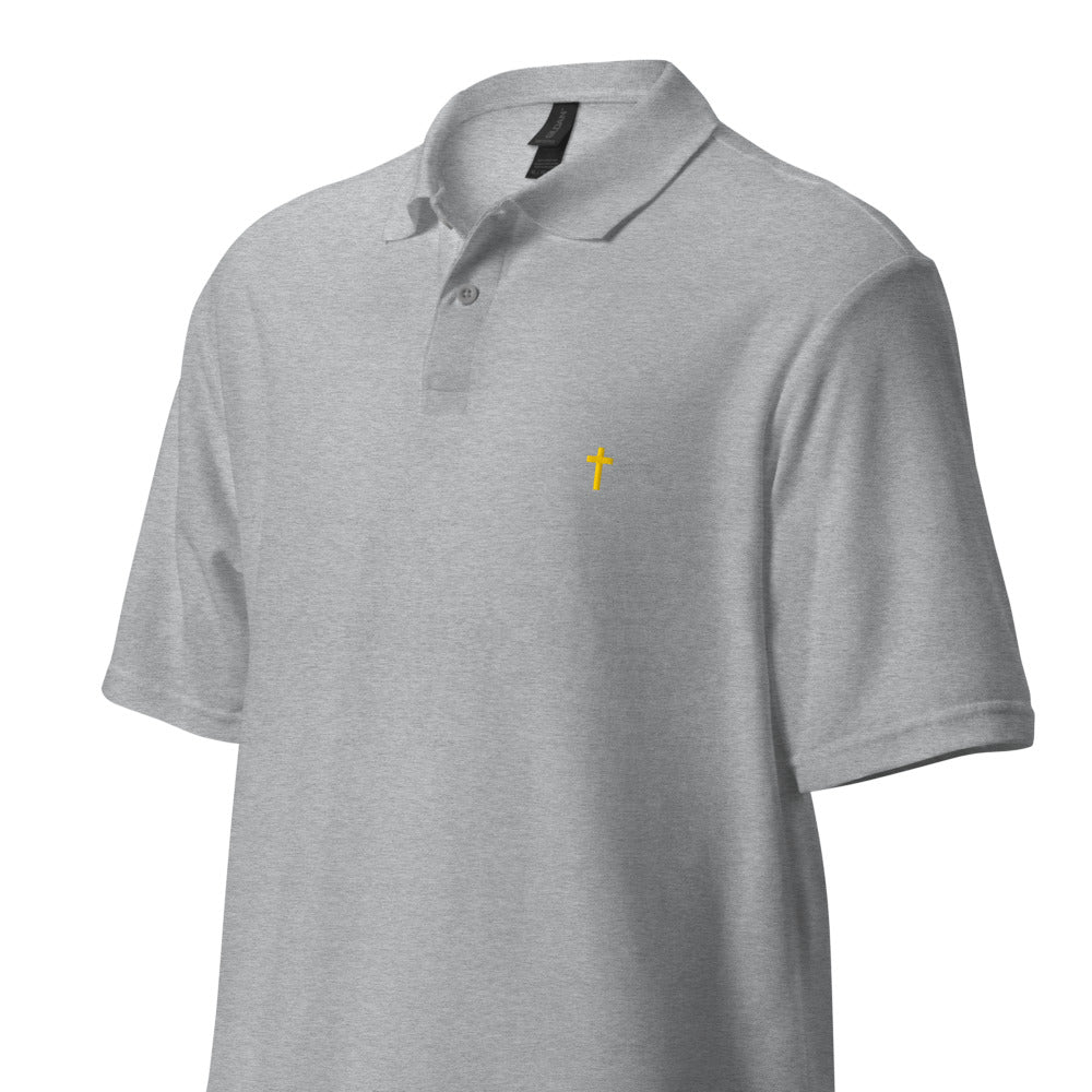 Gold Christian Cross, Unisex Pique Polo Shirt