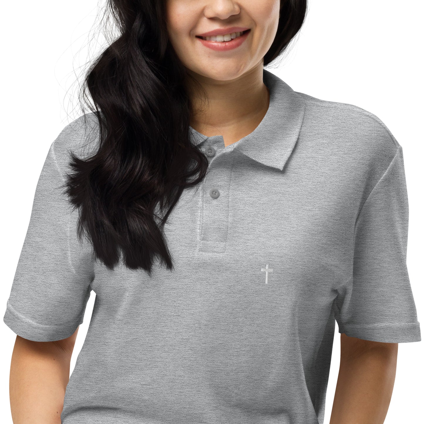 White Christian Cross, Unisex Pique Polo Shirt