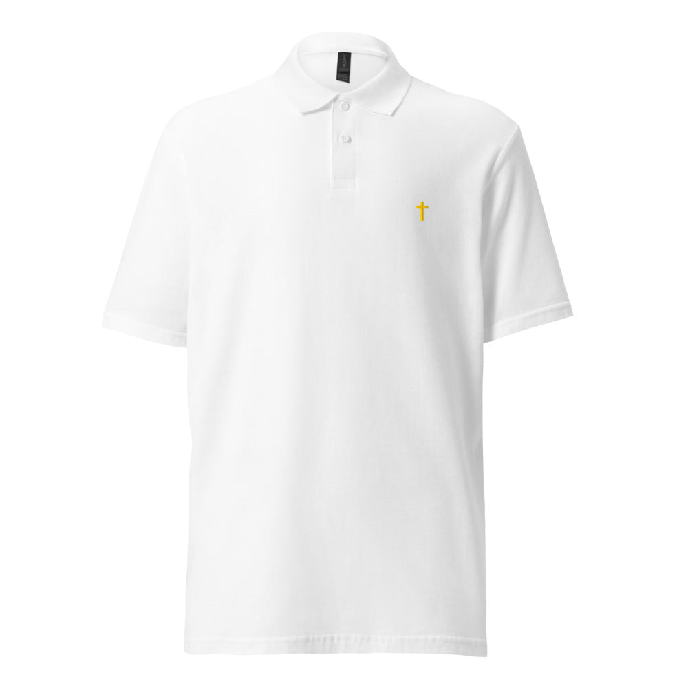Gold Christian Cross, Unisex Pique Polo Shirt