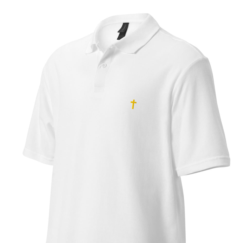 Gold Christian Cross, Unisex Pique Polo Shirt