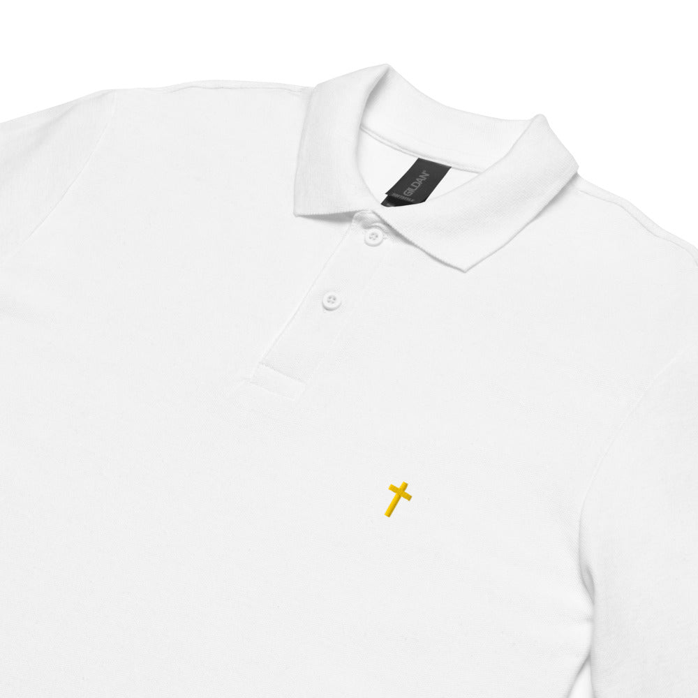 Gold Christian Cross, Unisex Pique Polo Shirt