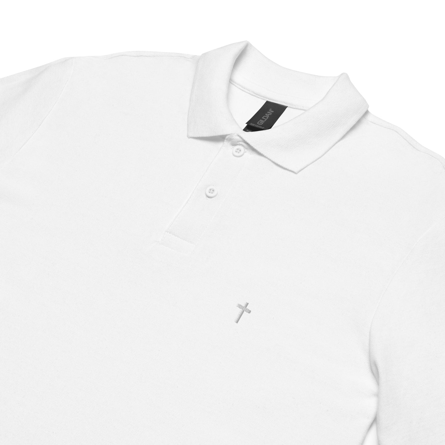White Christian Cross, Unisex Pique Polo Shirt