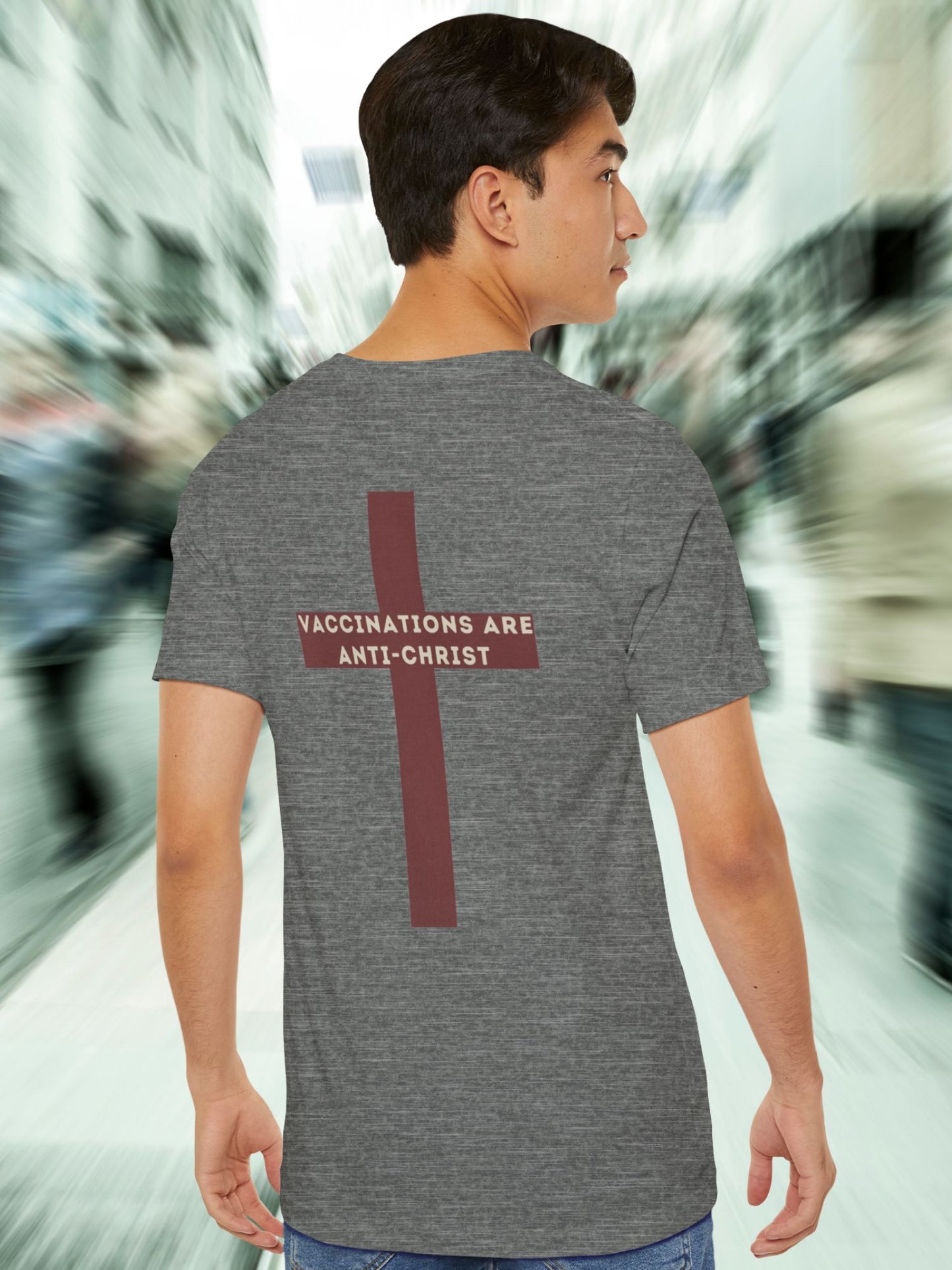 'Vaccinations Are Anti-Christ' Maroon Cross Unisex T-Shirt, Christian Apparel