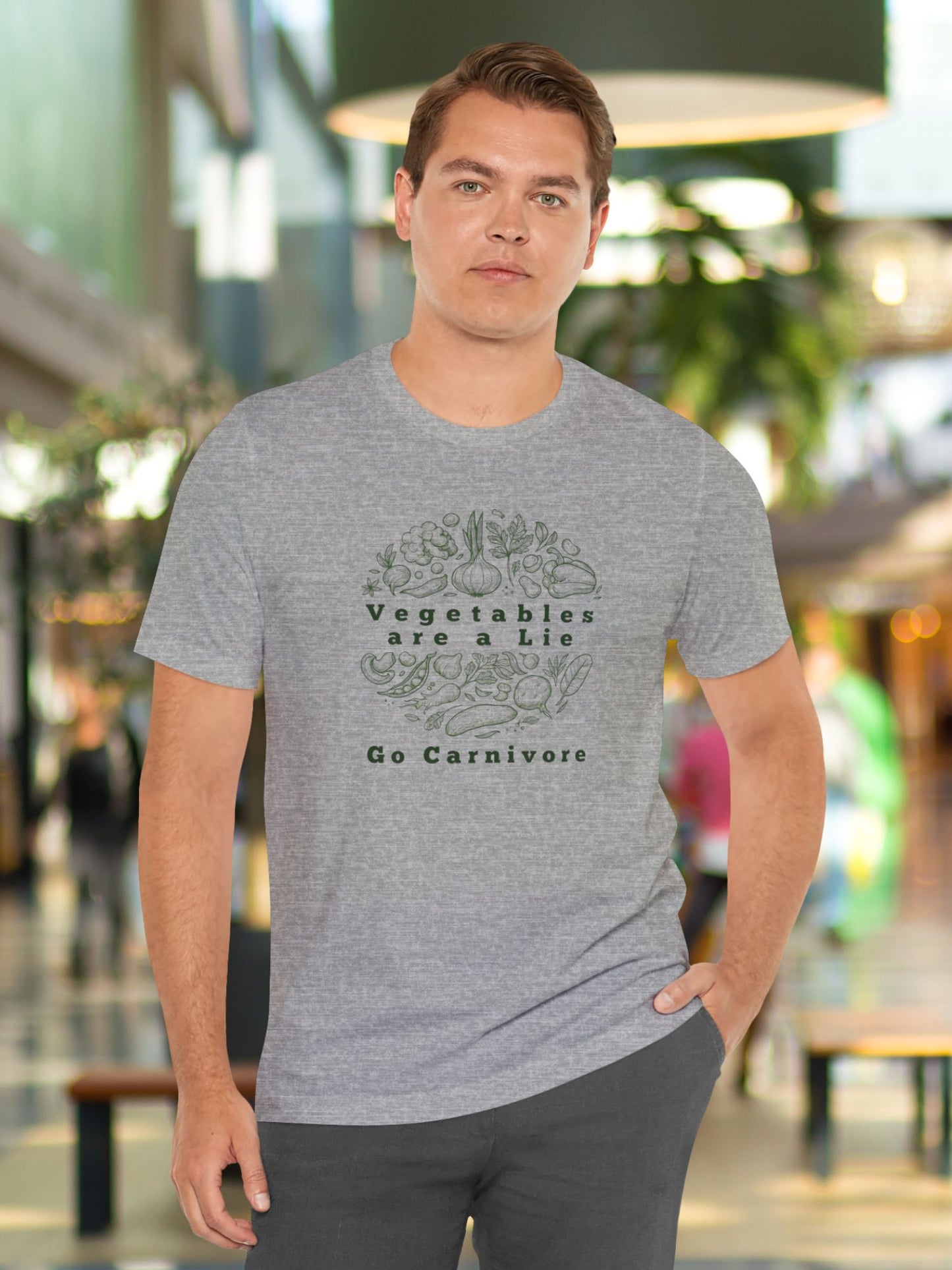 'Vegetables are a Lie, Go Carnivore' Vegetable Graphic Unisex T-Shirt, Carnivore Diet Apparel