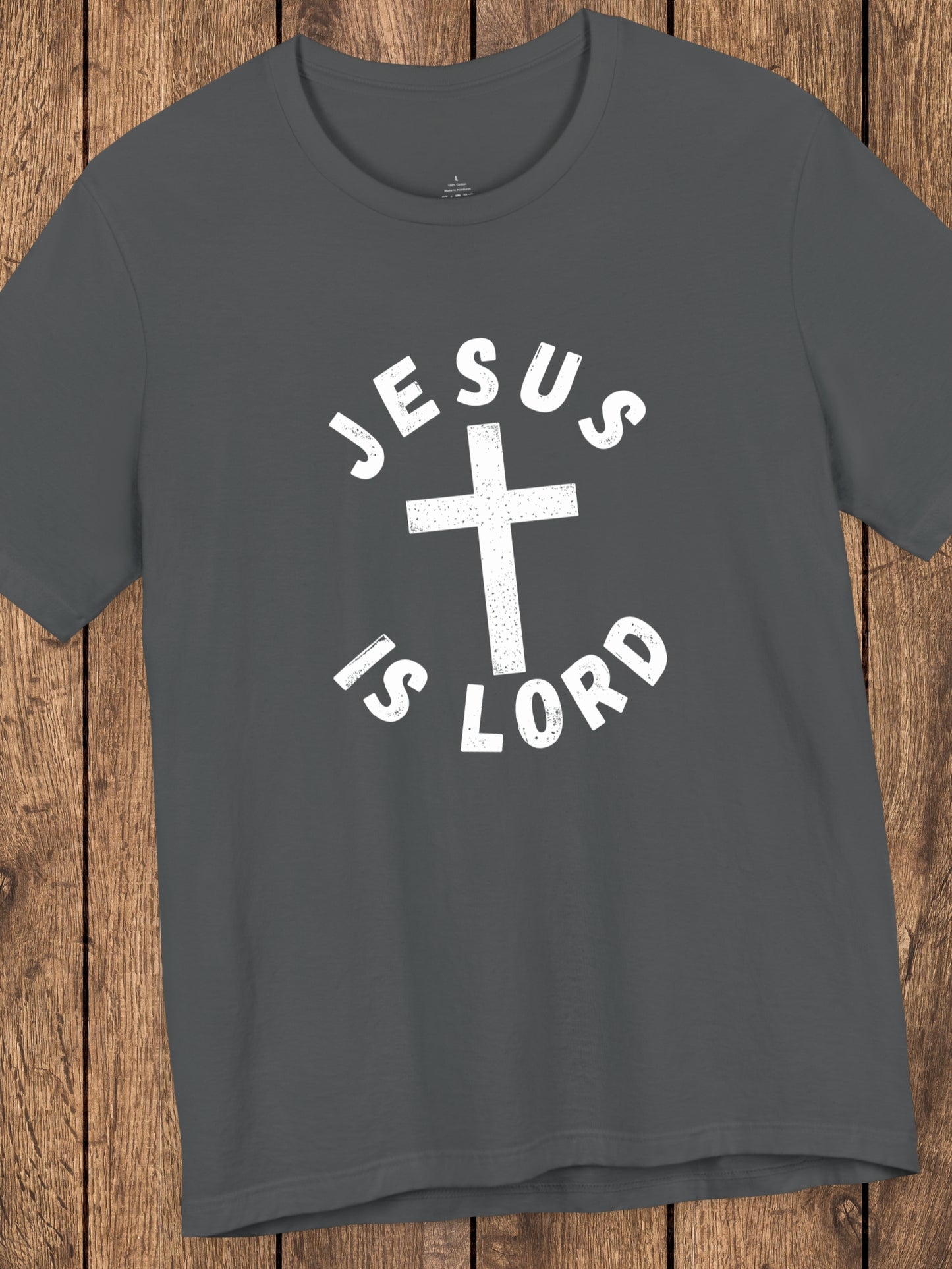 Ventage Style 'Jesus is Lord' Circular (Front) Design with Cross Graphic Unisex T-Shirt, Christian Apparel, Jesus Tee