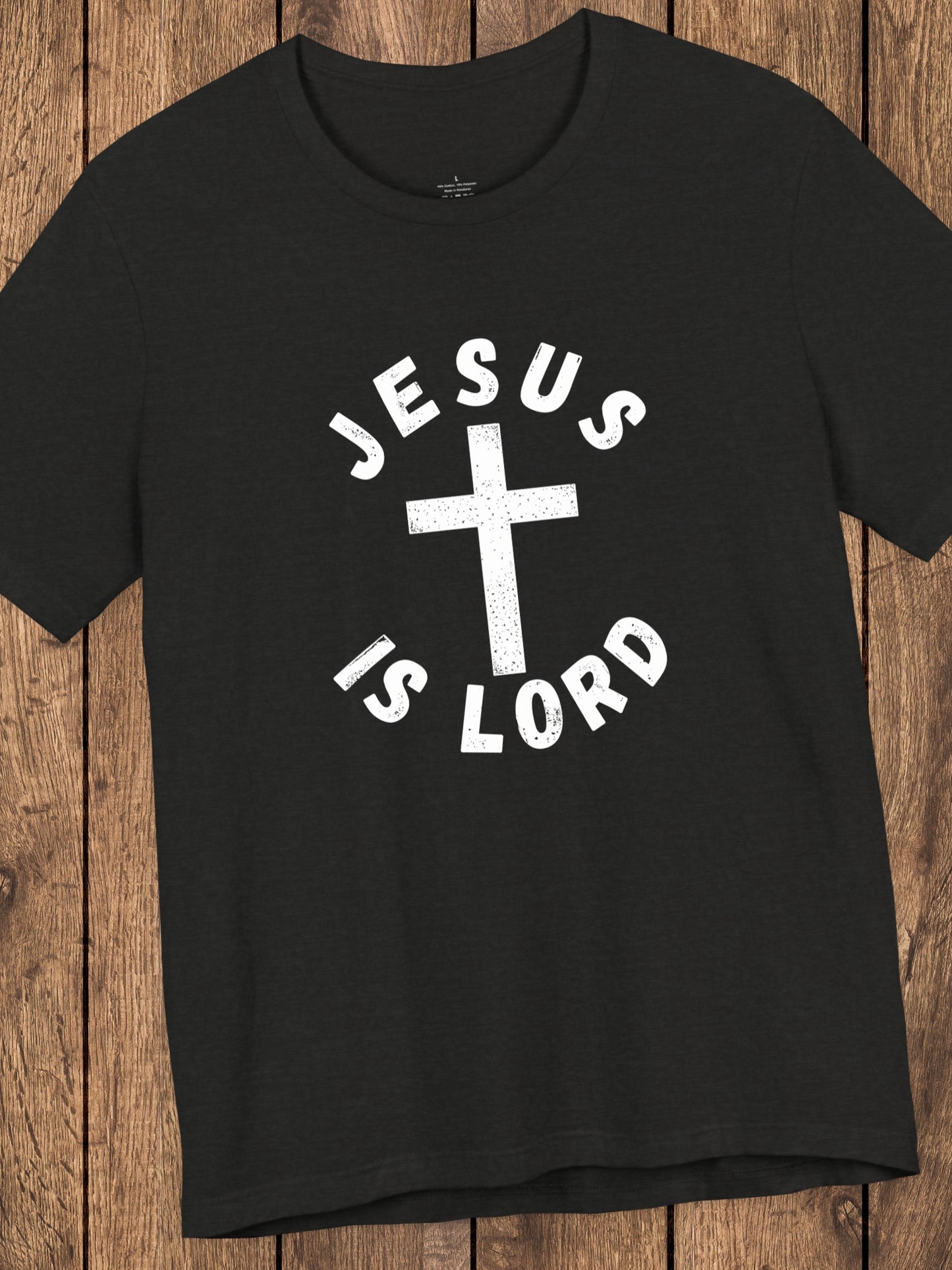 Ventage Style 'Jesus is Lord' Circular (Front) Design with Cross Graphic Unisex T-Shirt, Christian Apparel, Jesus Tee