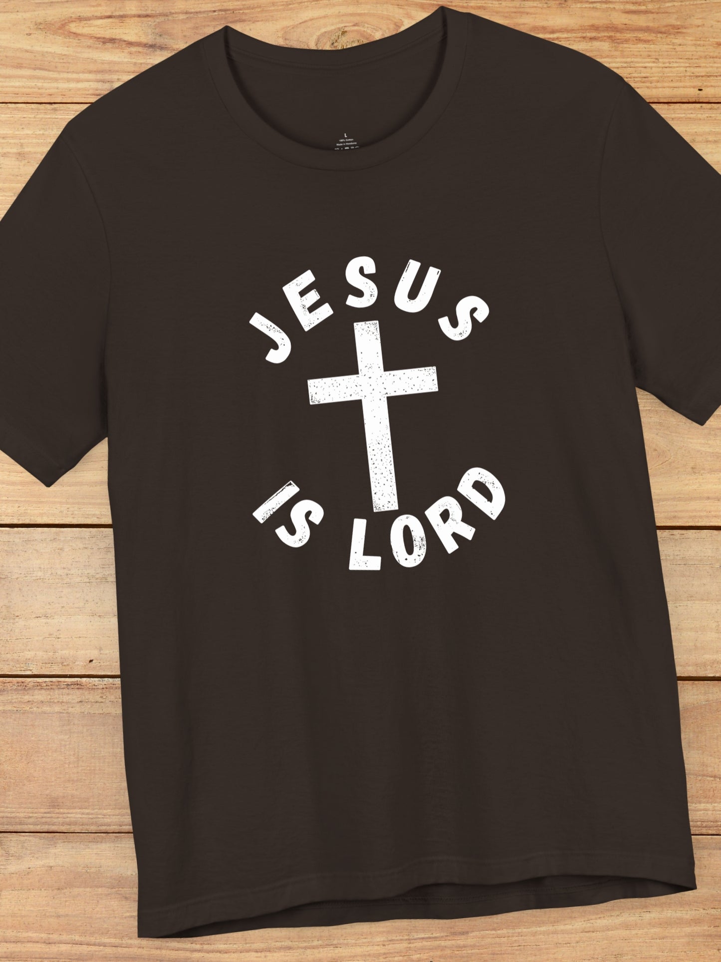Ventage Style 'Jesus is Lord' Circular (Front) Design with Cross Graphic Unisex T-Shirt, Christian Apparel, Jesus Tee