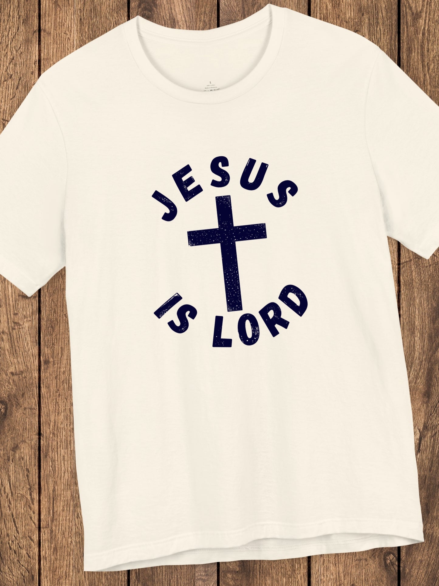 Ventage Style 'Jesus is Lord' Circular (Front) Design with Cross Graphic Unisex T-Shirt, Christian Apparel, Jesus Tee
