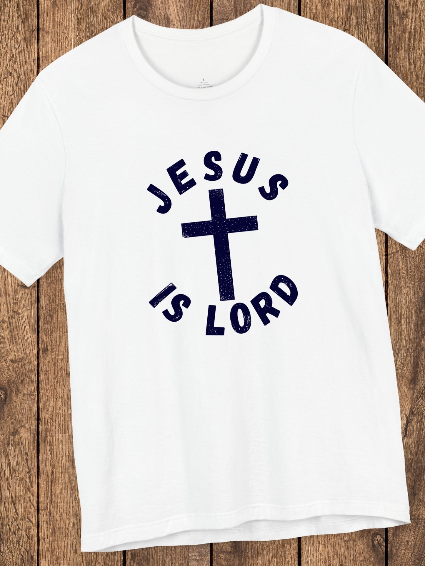 Ventage Style 'Jesus is Lord' Circular (Front) Design with Cross Graphic Unisex T-Shirt, Christian Apparel, Jesus Tee