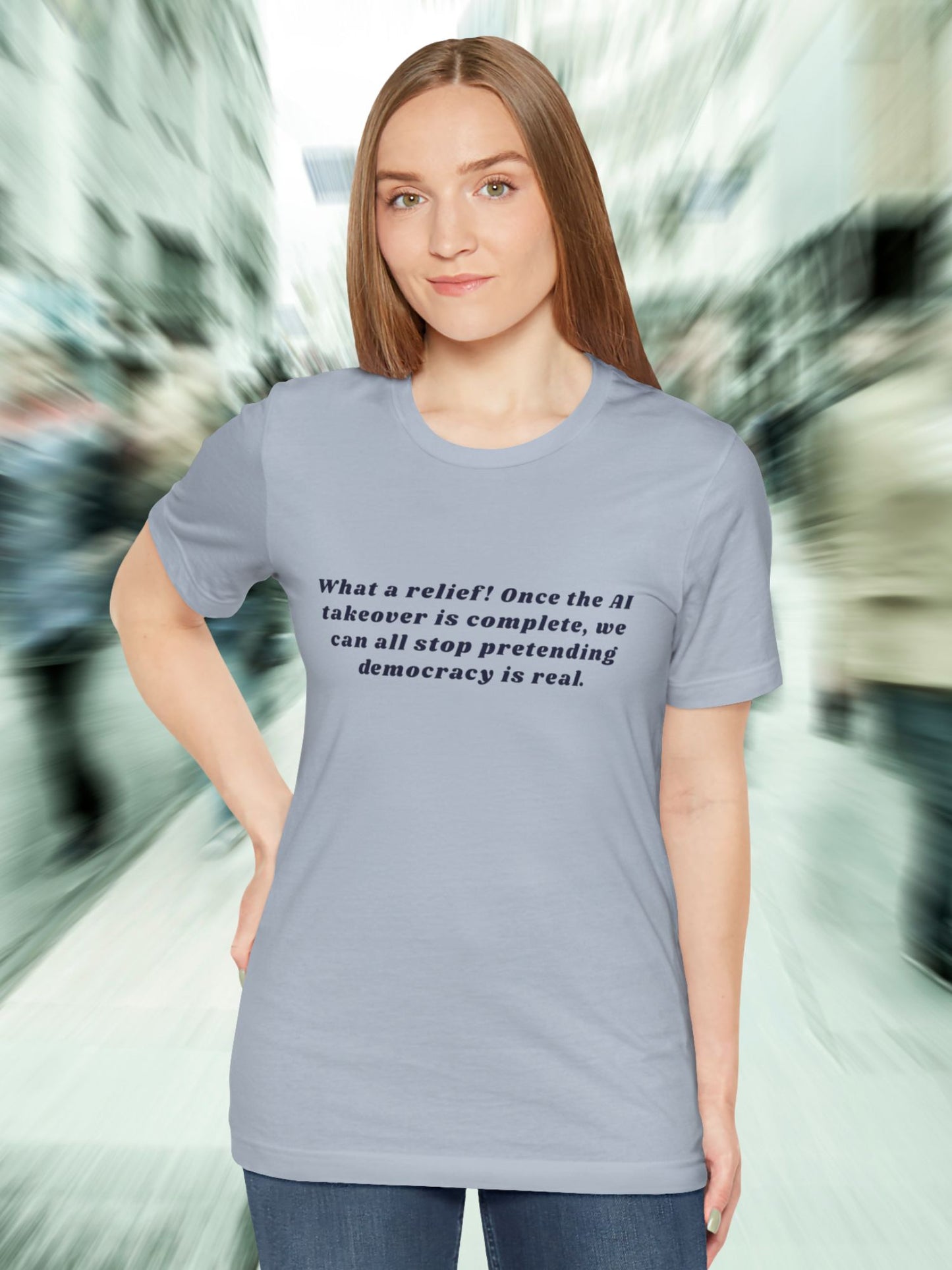 'AI Takeover' Unisex T-Shirt, Democracy isn't Real Shirt, Anti-AI Political Tee