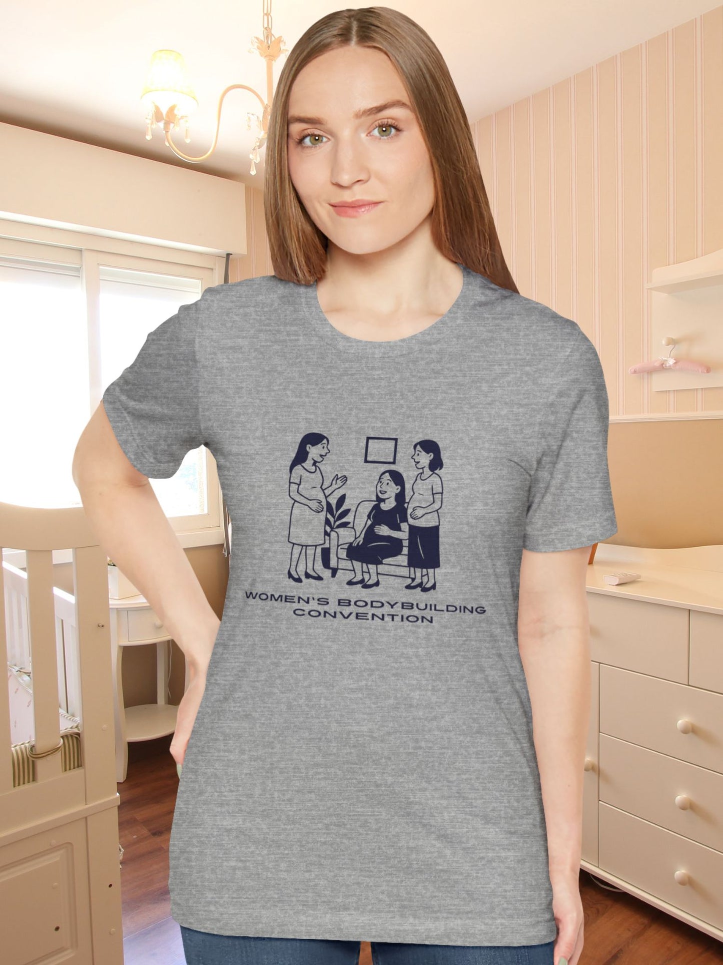 'Women's Bodybuilding Convention' Pregnant Women Graphic Unisex T-Shirt, Pregnancy Tee, Maternity Apparel