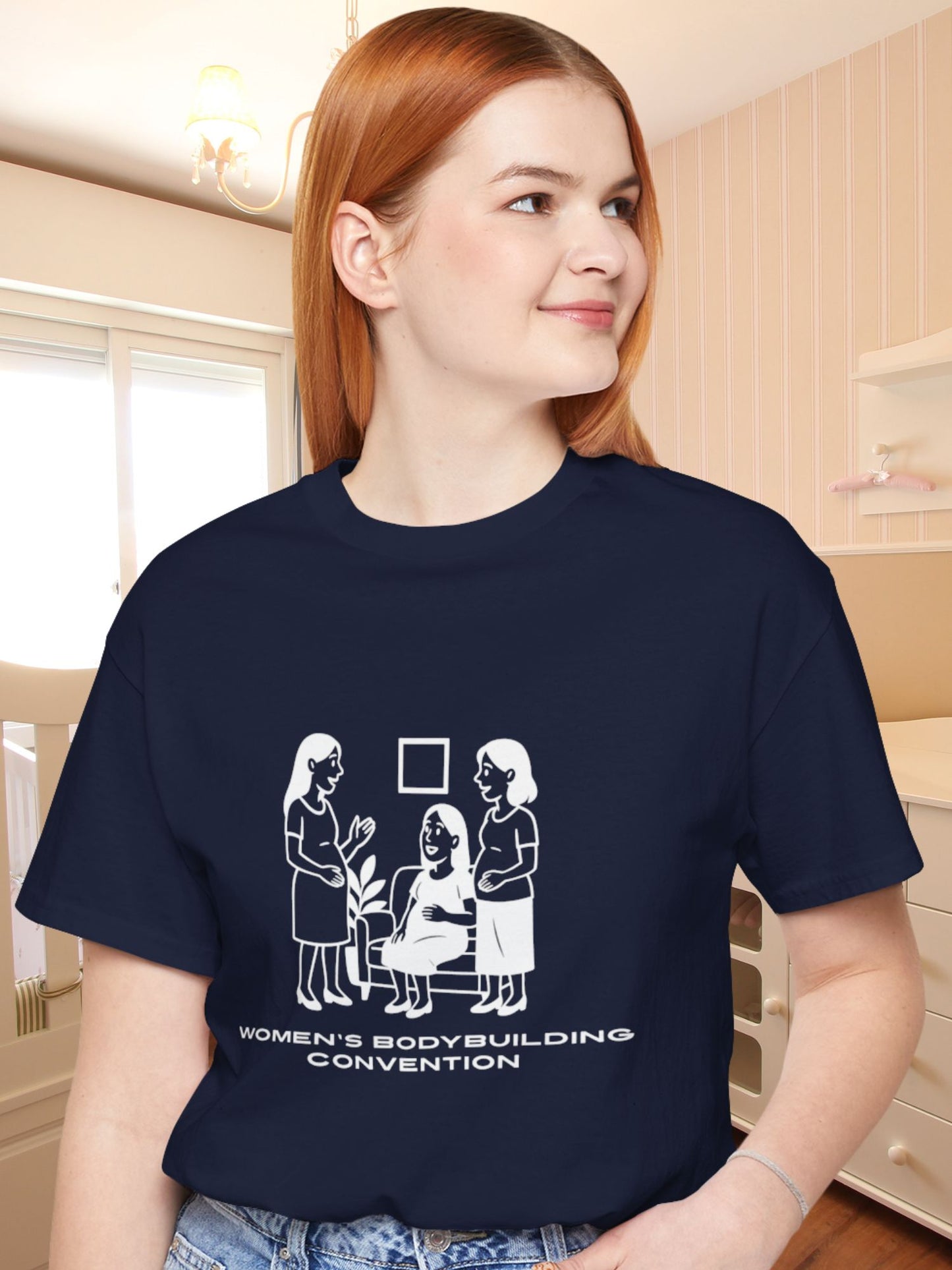 'Women's Bodybuilding Convention' Pregnant Women Graphic Unisex T-Shirt, Pregnancy Tee, Maternity Apparel