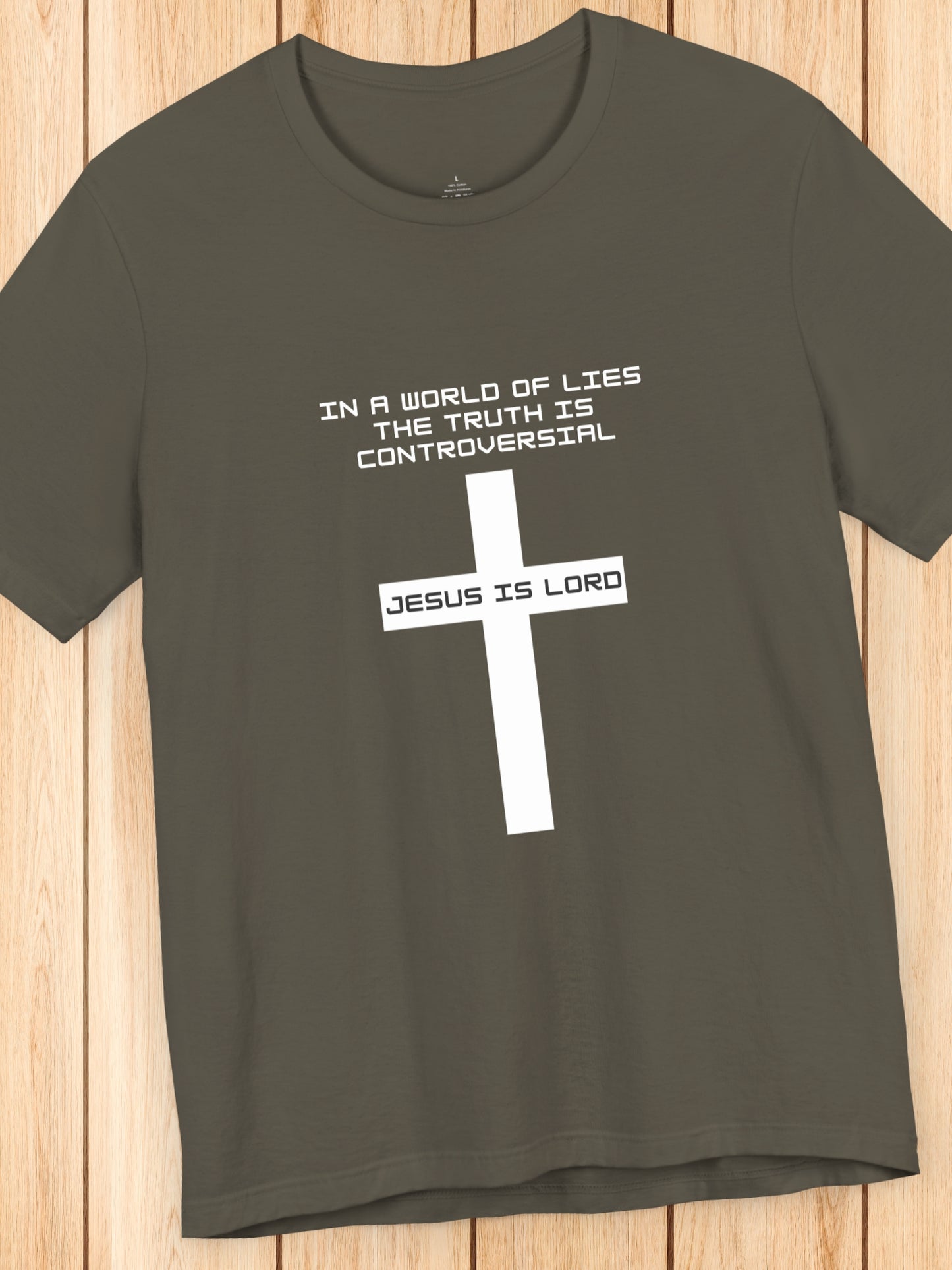 'In a world of lies The Truth is controversial, Jesus is Lord' Cross Graphic Unisex T-Shirt, Christian Apparel, Jesus Tee