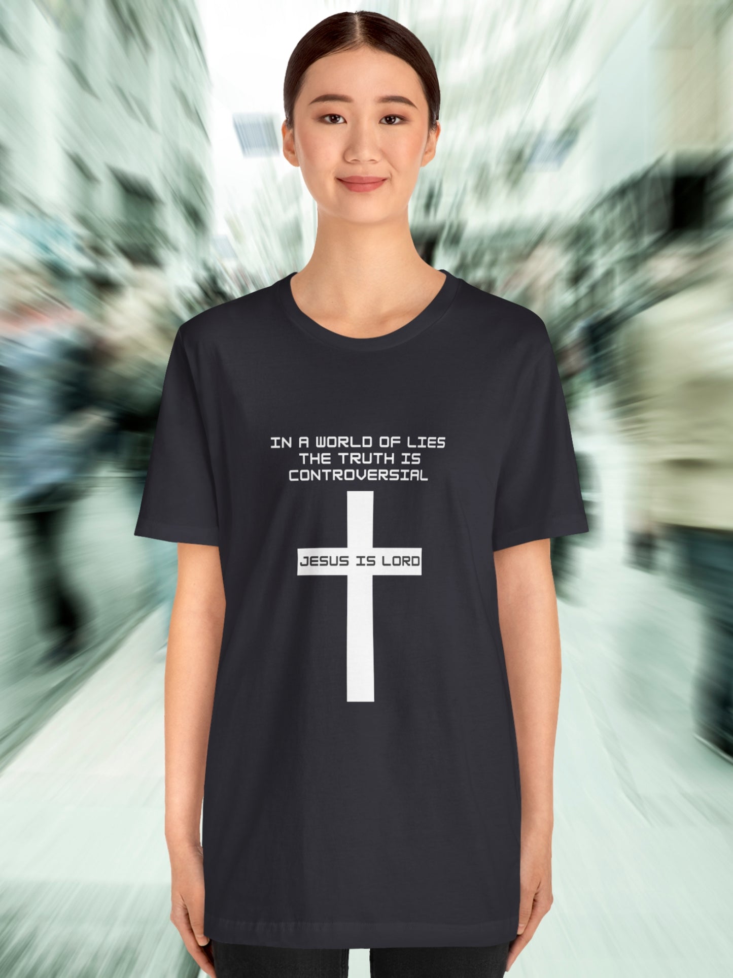 'In a world of lies The Truth is controversial, Jesus is Lord' Cross Graphic Unisex T-Shirt, Christian Apparel, Jesus Tee