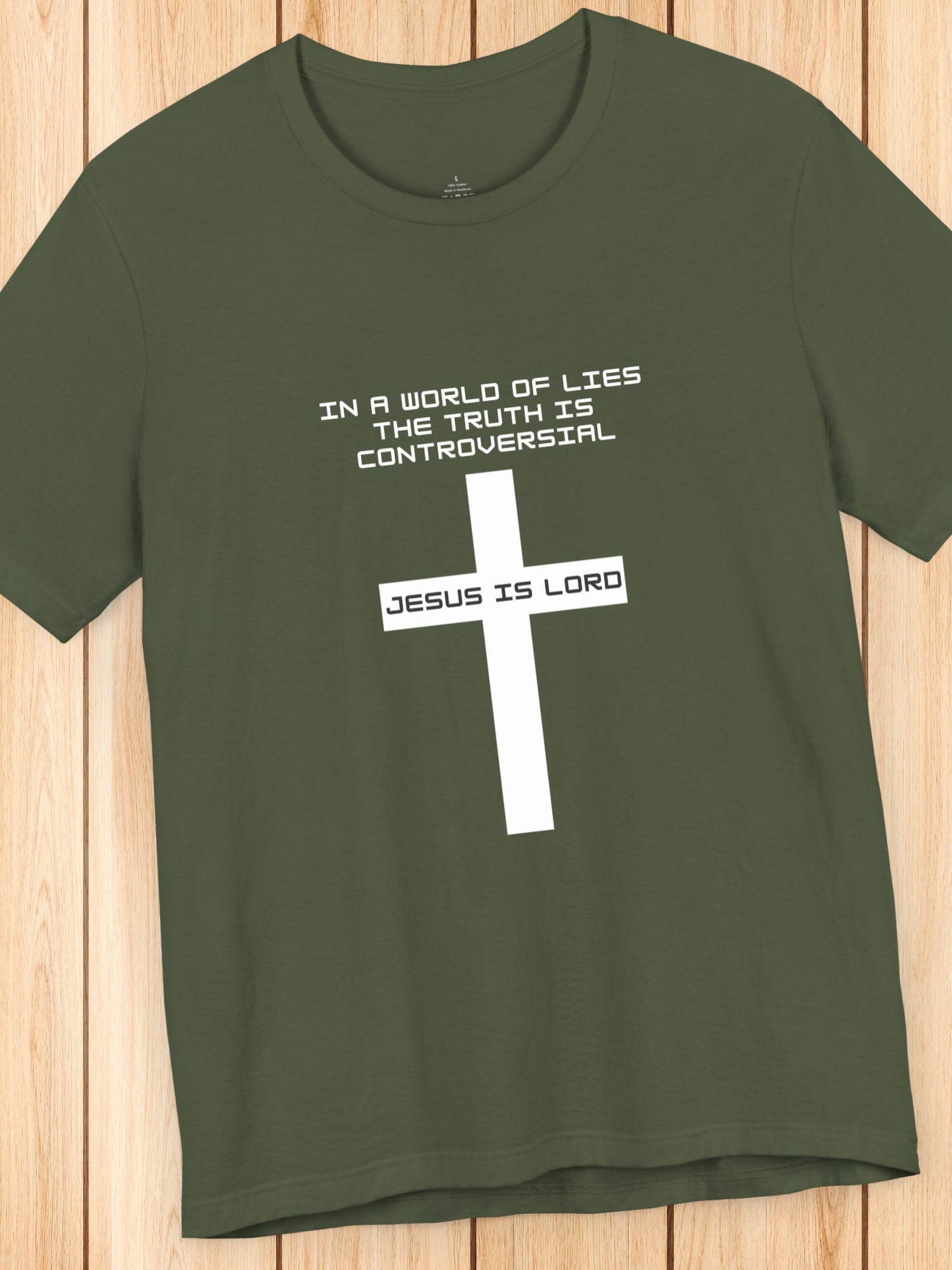 'In a world of lies The Truth is controversial, Jesus is Lord' Cross Graphic Unisex T-Shirt, Christian Apparel, Jesus Tee