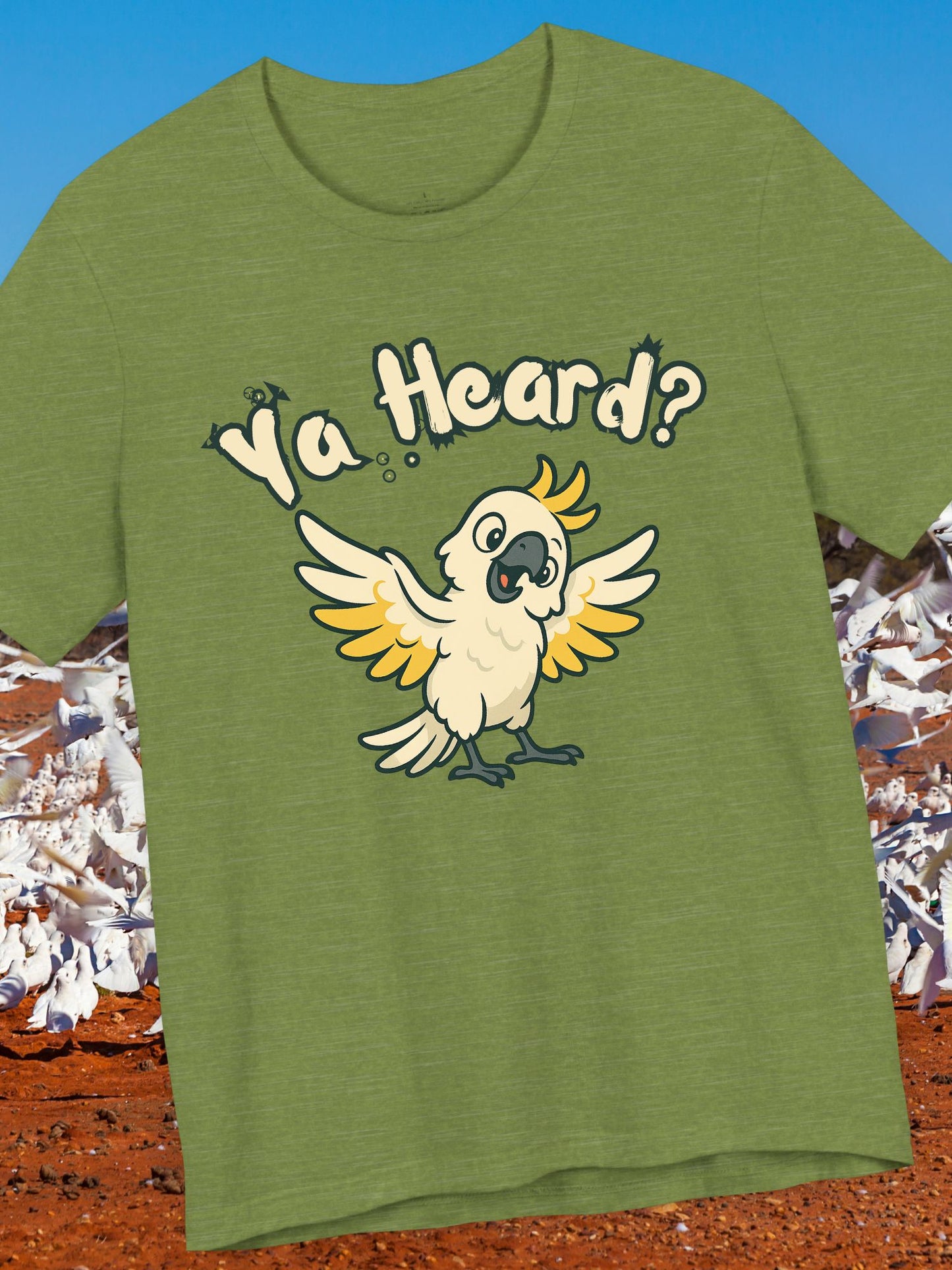 Cute Parrot Graphic Tee - "Ya Heard?" Unisex Jersey T-Shirt, Funny Bird Shirt, Animal Lover Gift, Casual Everyday Wear, Summer Style