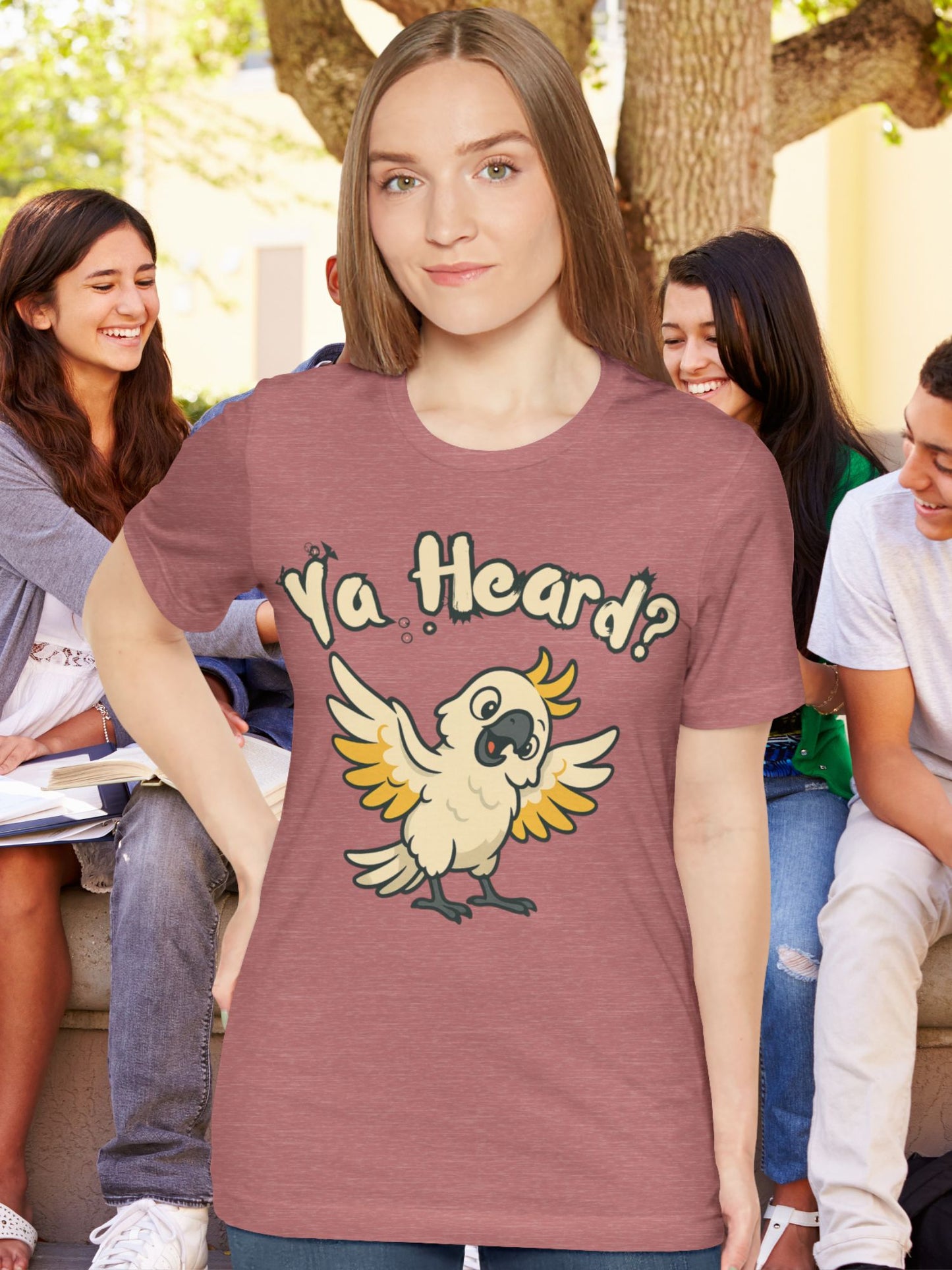 Cute Parrot Graphic Tee - "Ya Heard?" Unisex Jersey T-Shirt, Funny Bird Shirt, Animal Lover Gift, Casual Everyday Wear, Summer Style