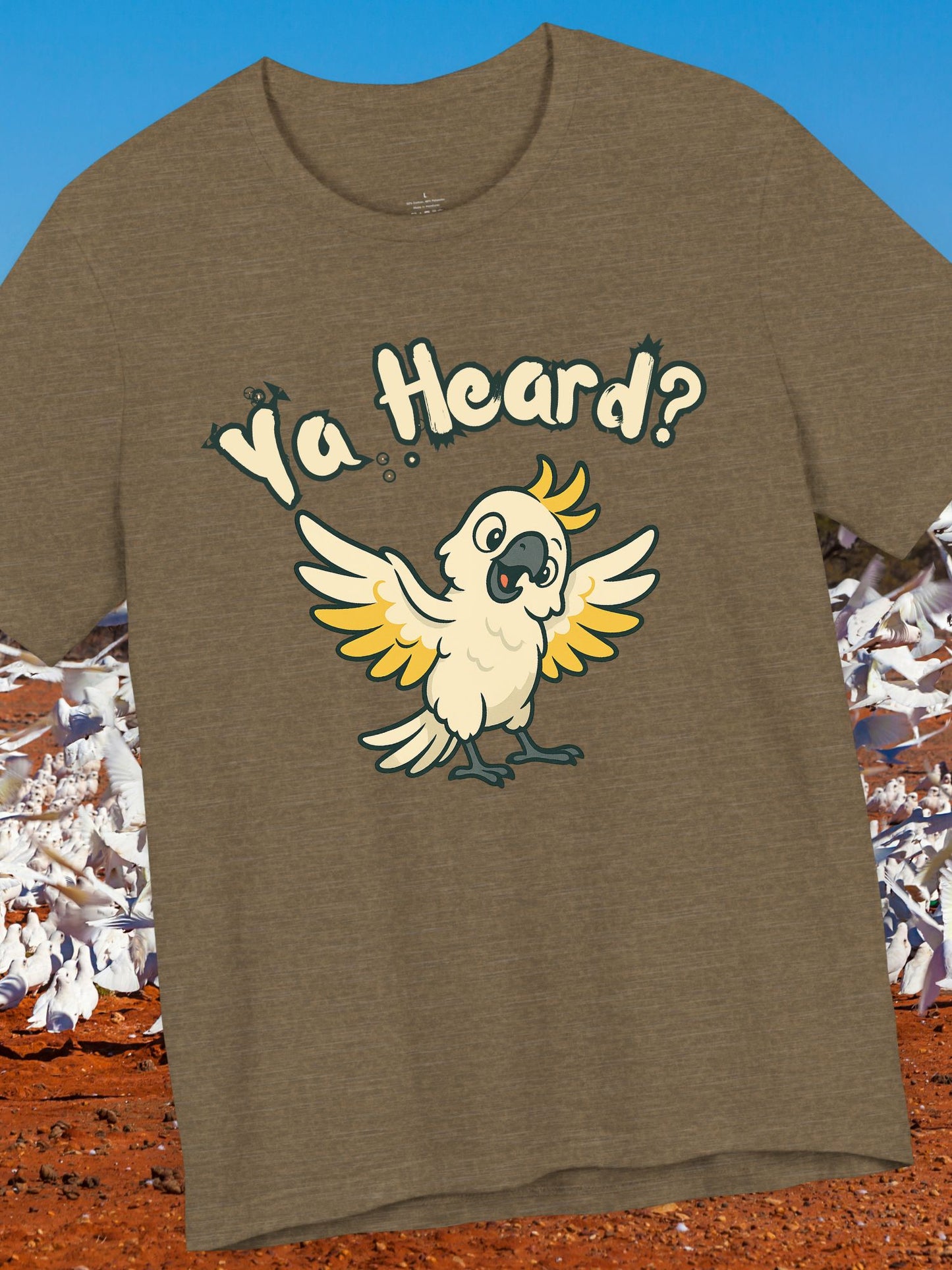 Cute Parrot Graphic Tee - "Ya Heard?" Unisex Jersey T-Shirt, Funny Bird Shirt, Animal Lover Gift, Casual Everyday Wear, Summer Style